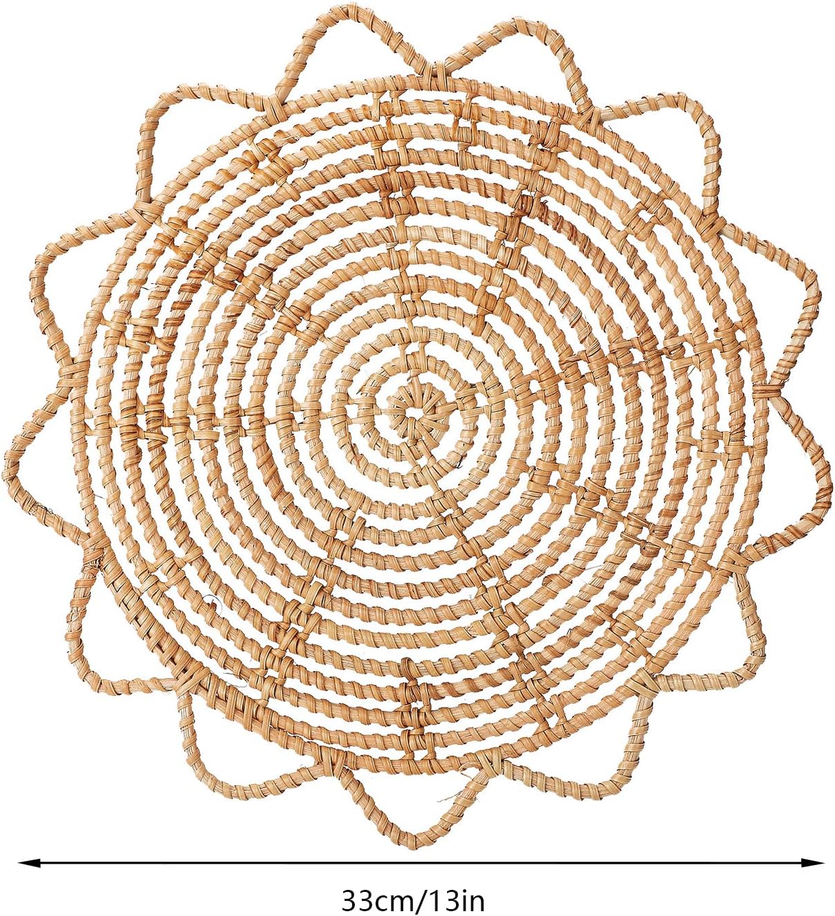 Boho Handmade Hanging Wall Baskets / Rattan Flower 33cm