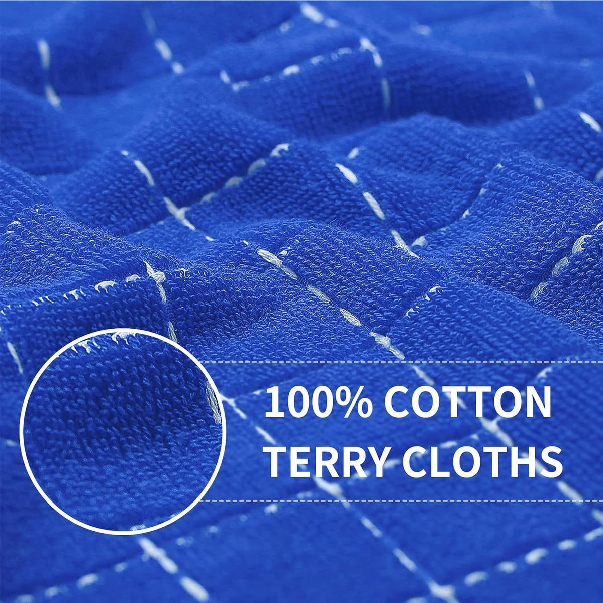 Homaxy 100% Cotton Terry Kitchen Towels, 8 Pack, Blueberry | Ultra Soft and Absorbent Dish Towels for Kitchen, Suitable
