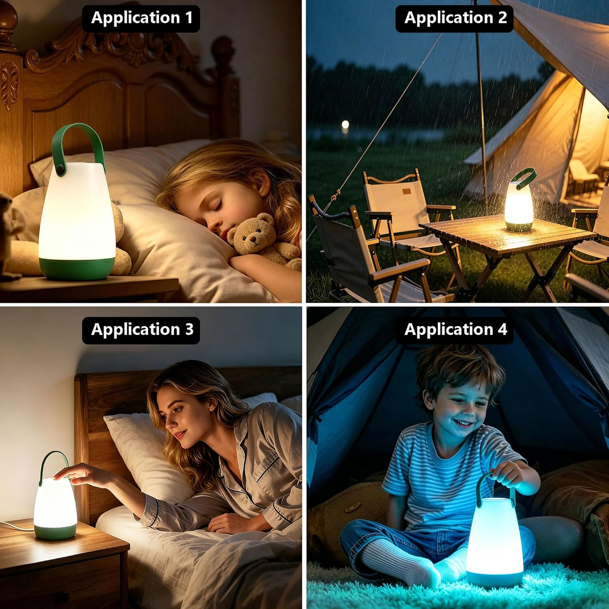 2-Pack Rechargeable Outdoor Table lamp with Handle,RGB and Remote | IP44 Waterproof,PC Material, Portable outdoor table