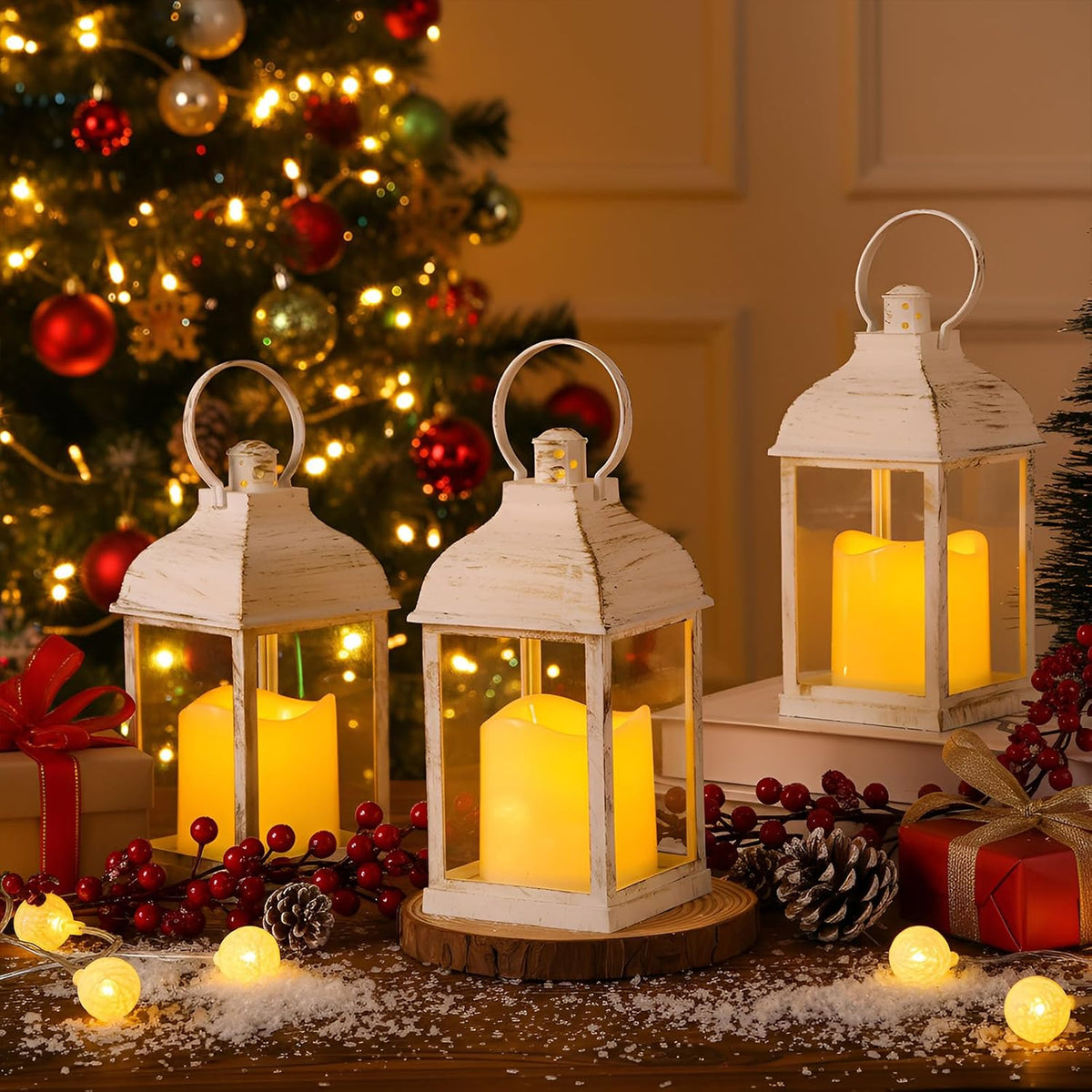 12 Pack 10 Inch White Decorative Candle Lantern Bulk LED Flameless | Lanterns Centerpiece Battery Powered Flameless