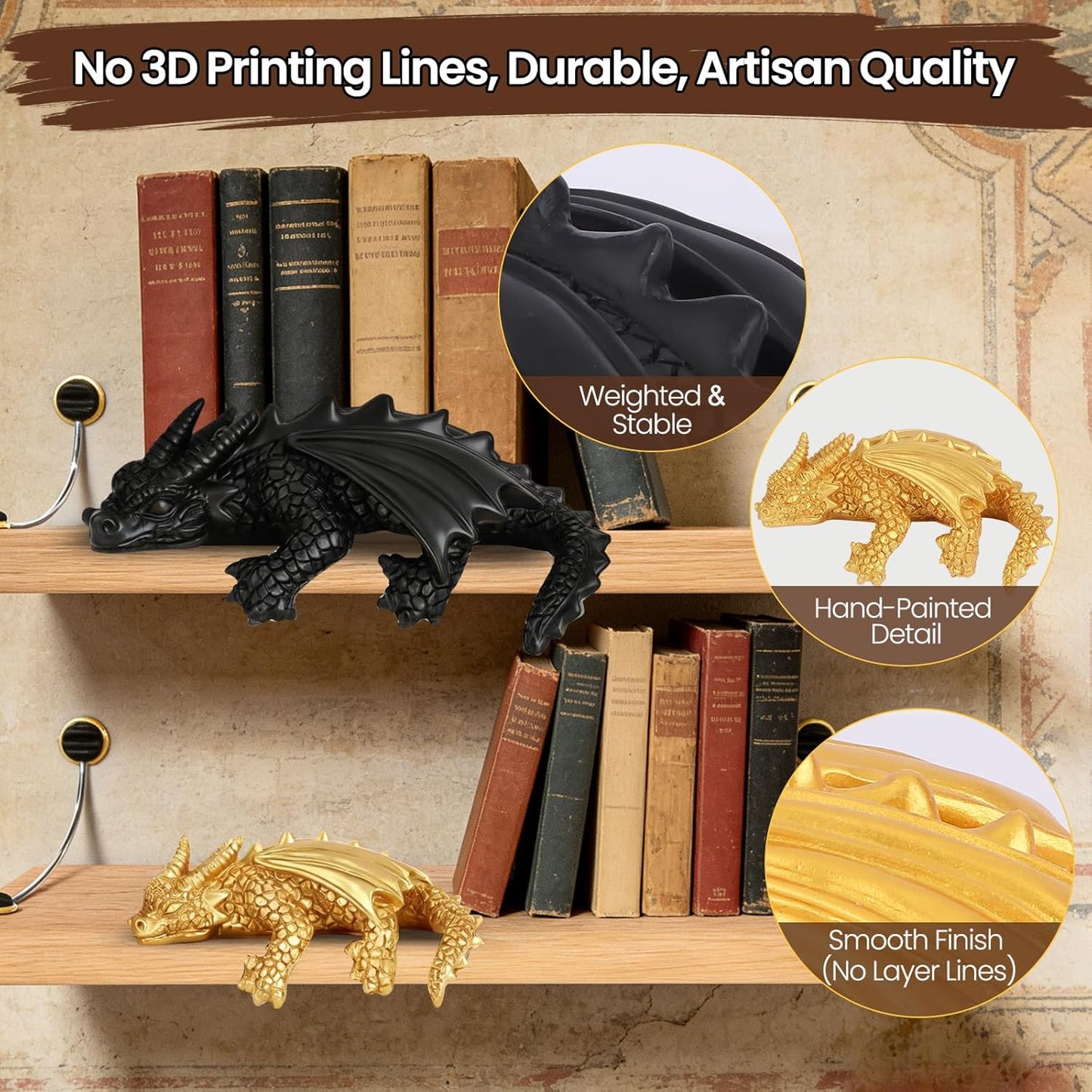 Gold Dragon Statues / Black
