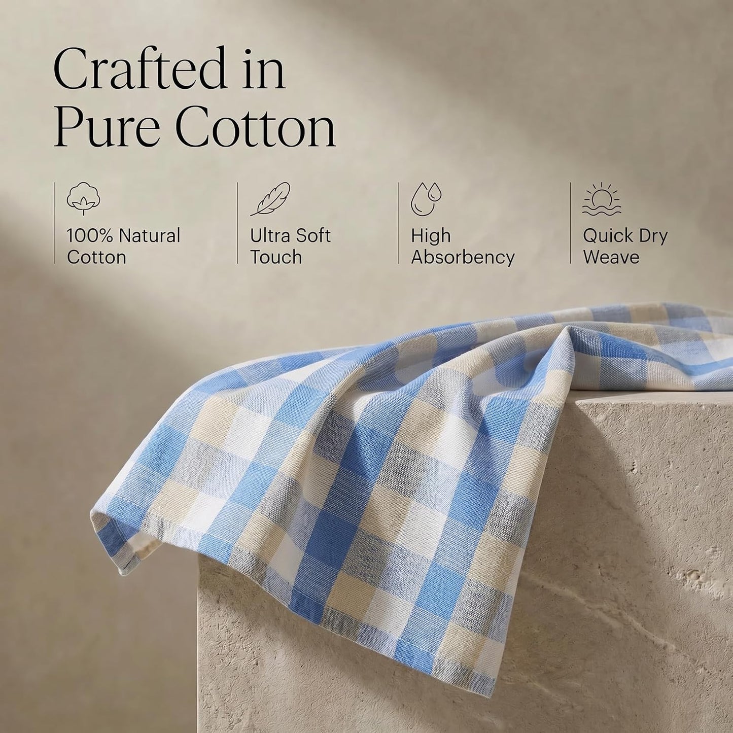 Urban Villa Kitchen Towels Cotton Dish Towels 20”x30” (Set of 6) Bluesand