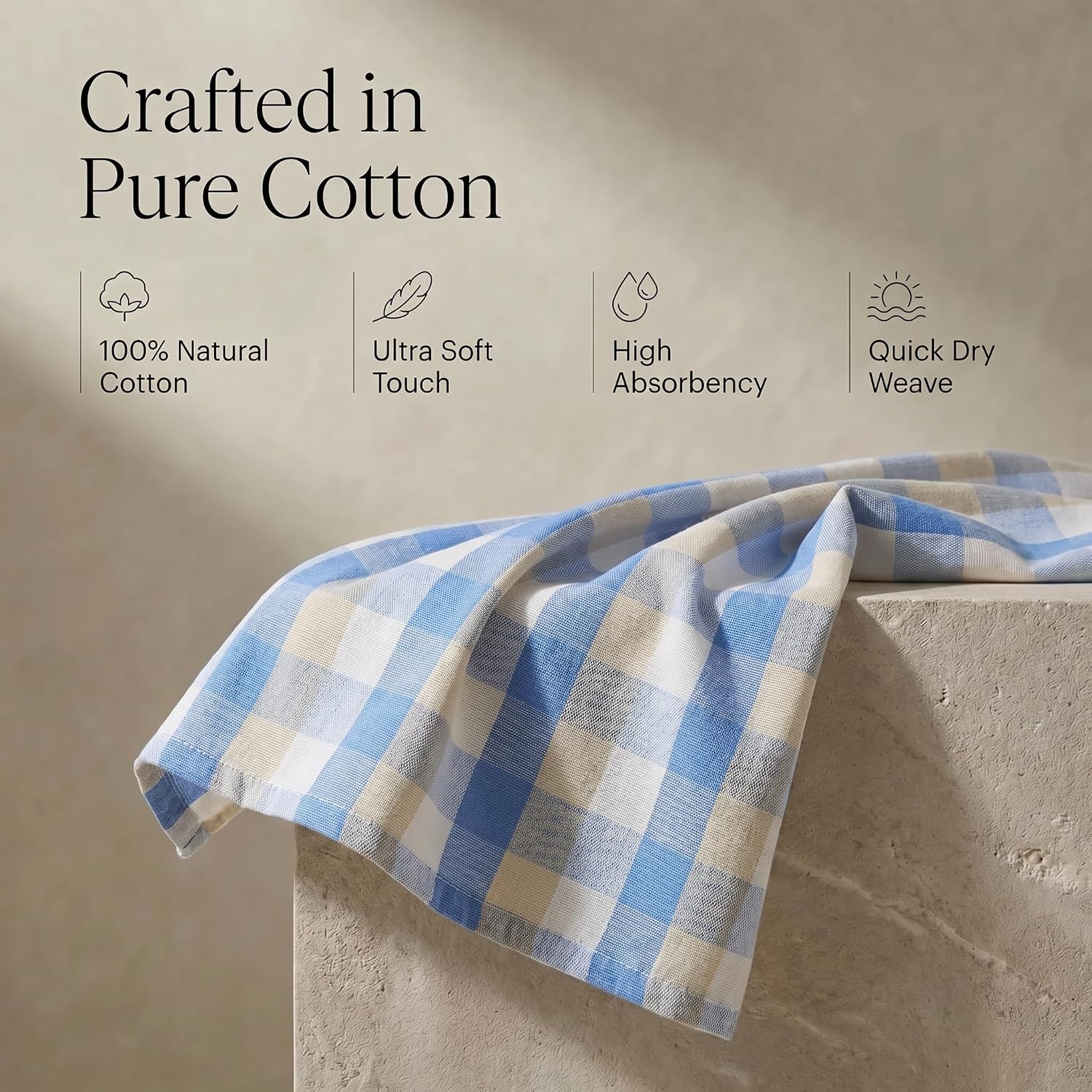 Urban Villa Kitchen Towels Cotton Dish Towels 20”x30” (Set of 6) Bluesand