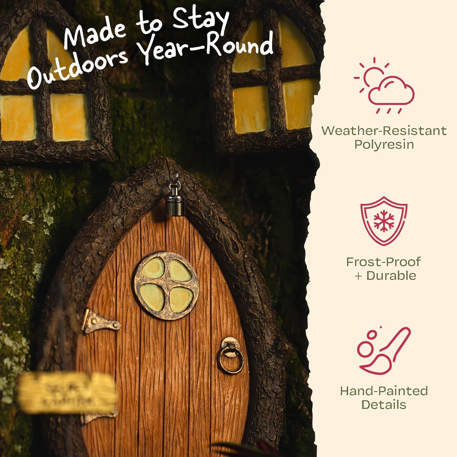 Wall and Trees Outdoor / Fairy Door and 2 Windows