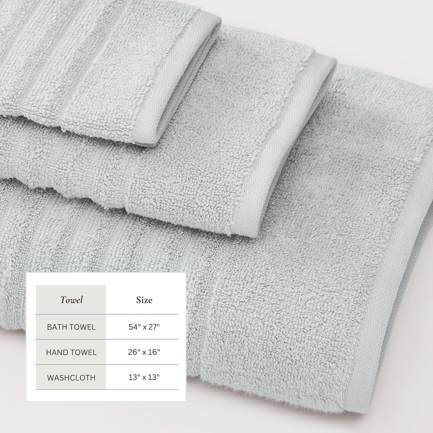 Great Bay Home Bath Towel Set - 100% Cotton 6 Piece Towel Set - Absorbent & Quick-Dry Towels for Bathroom (Light Blue)