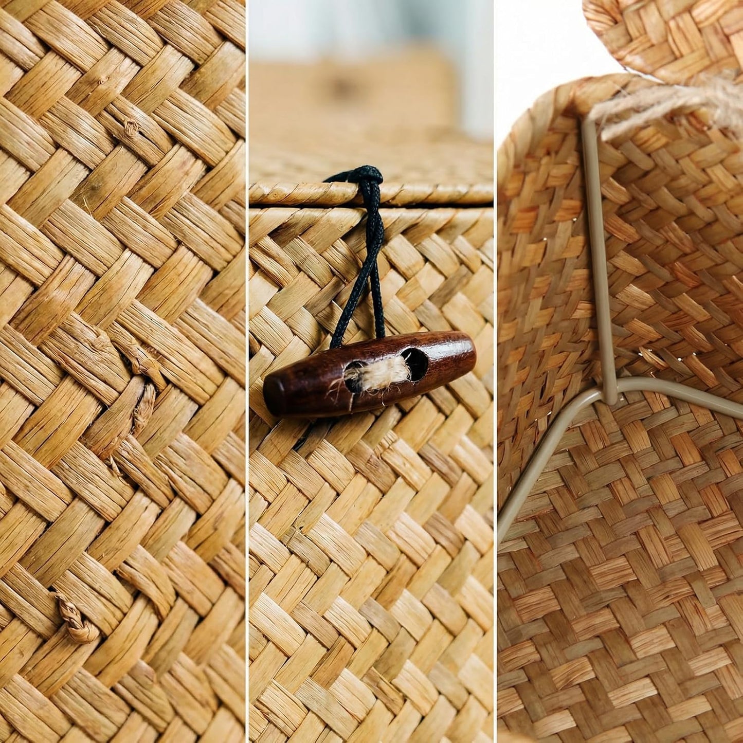 Decorative Caramel Rectangle Seagrass Holder