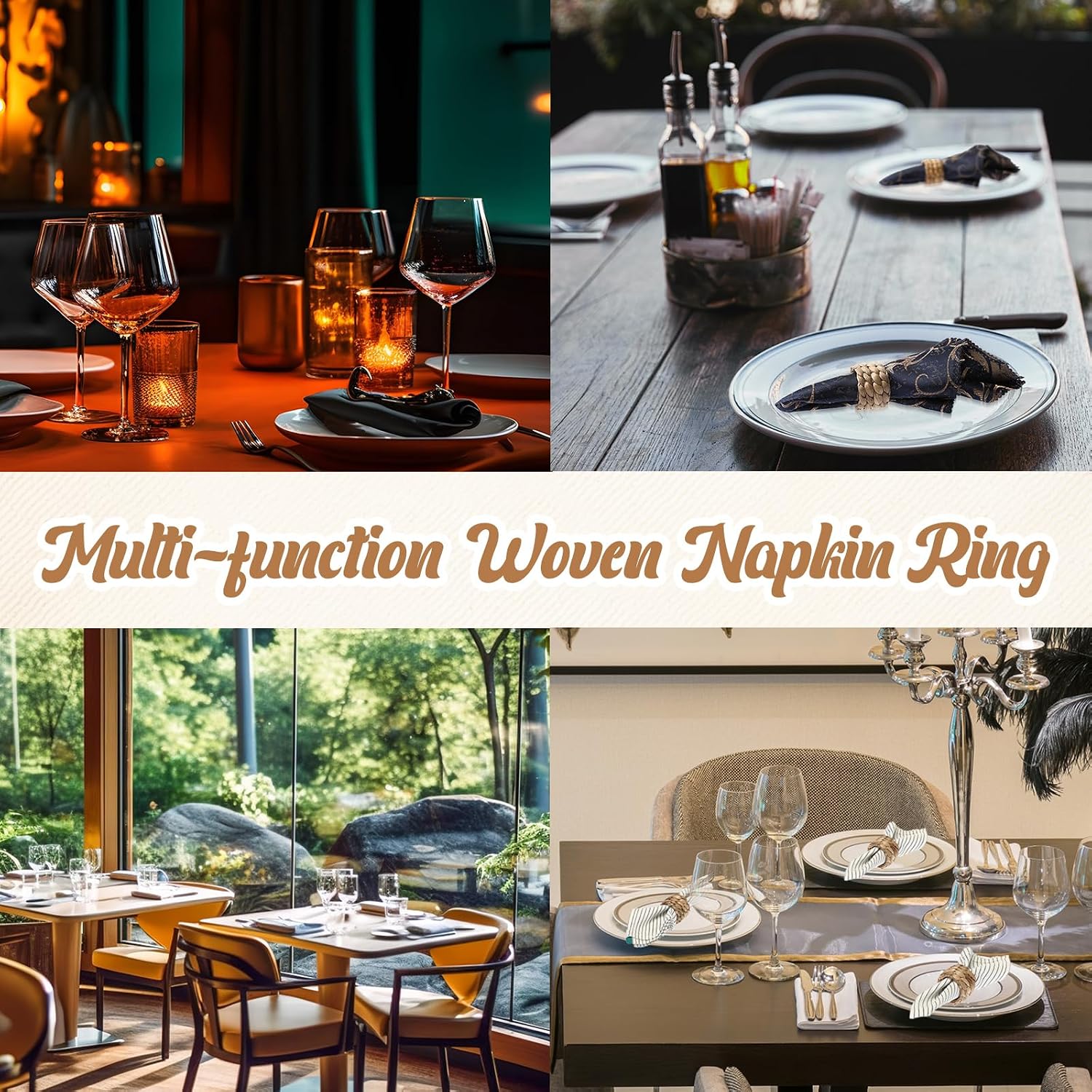 Rattan Napkin Rings Bulk Farmhouse Boho Napkins Rings Handmade Napkin Ring / Natural / Set of 36