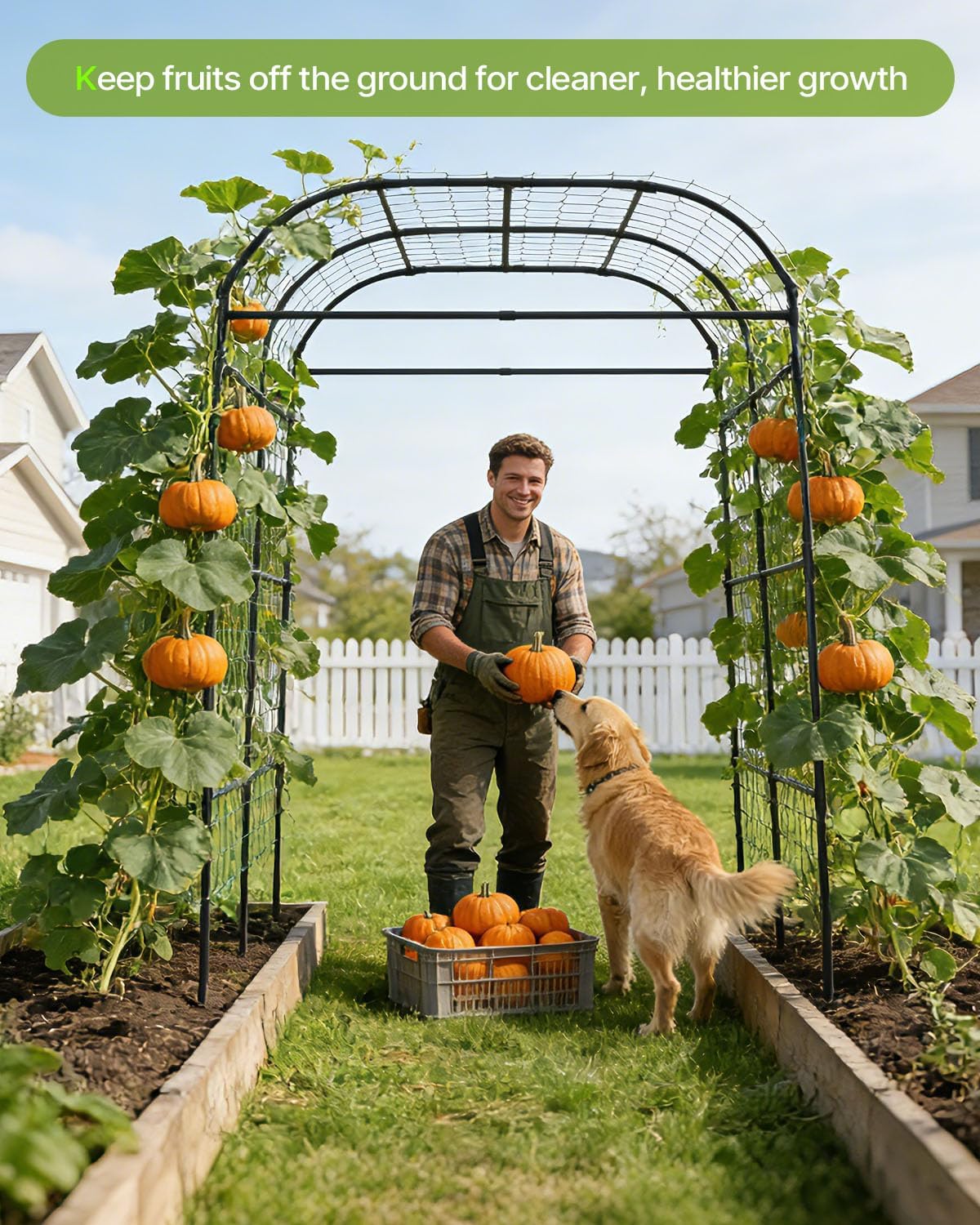 Suteck 7.5FT Tall Garden Arch Trellis | Metal Garden Arch for Climbing Plants, Outdoor Trellis for Vines, Vegetables &