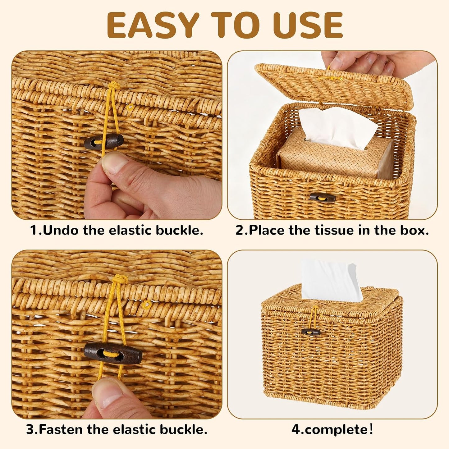 Square Plastic Rattan Facial Towel Container
