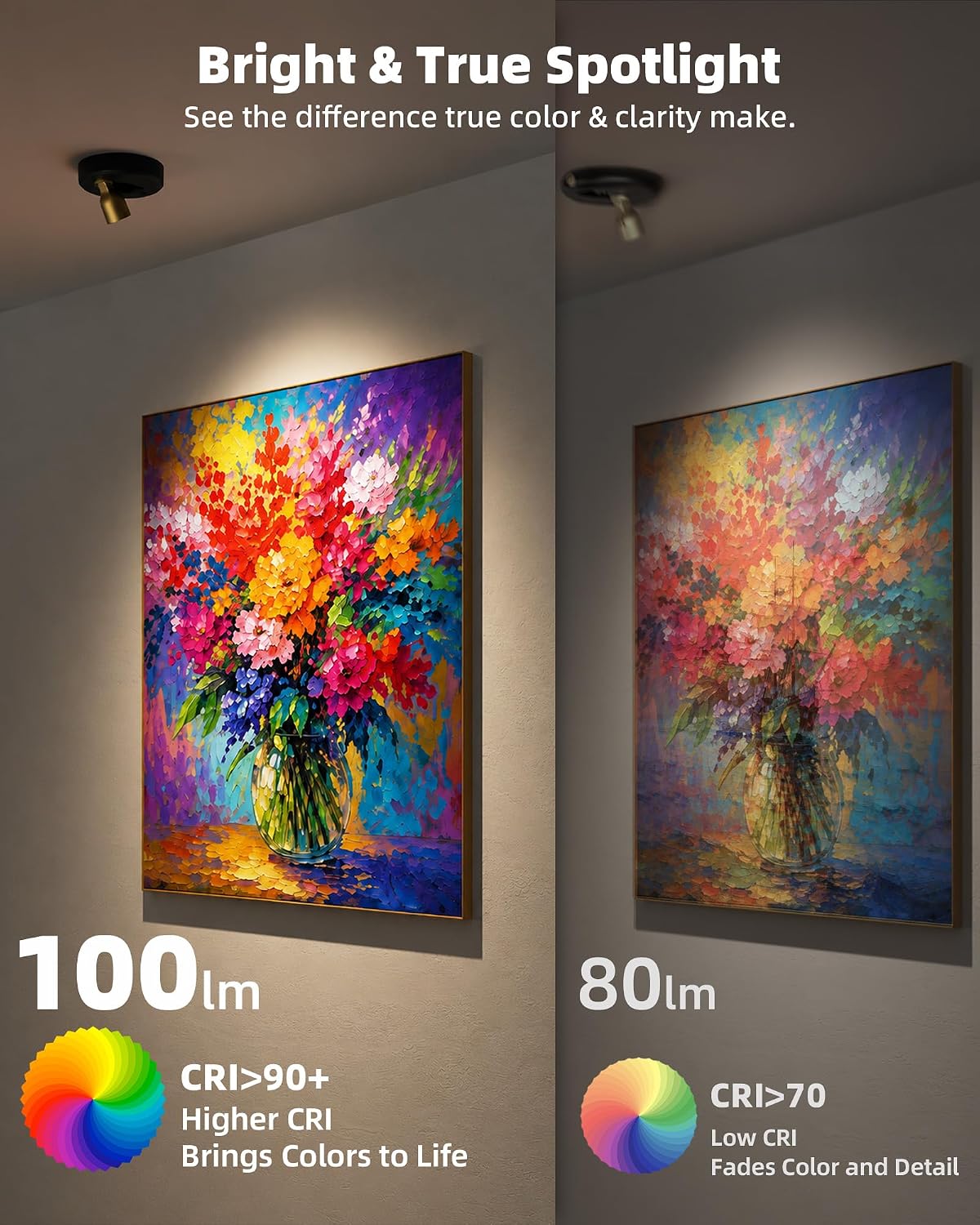 EZVALO 4-Pack Spotlight Indoor, Rechargeable Battery Picture Lights, Wireless Uplights with Remote, Dimmable, ⁠3 Color