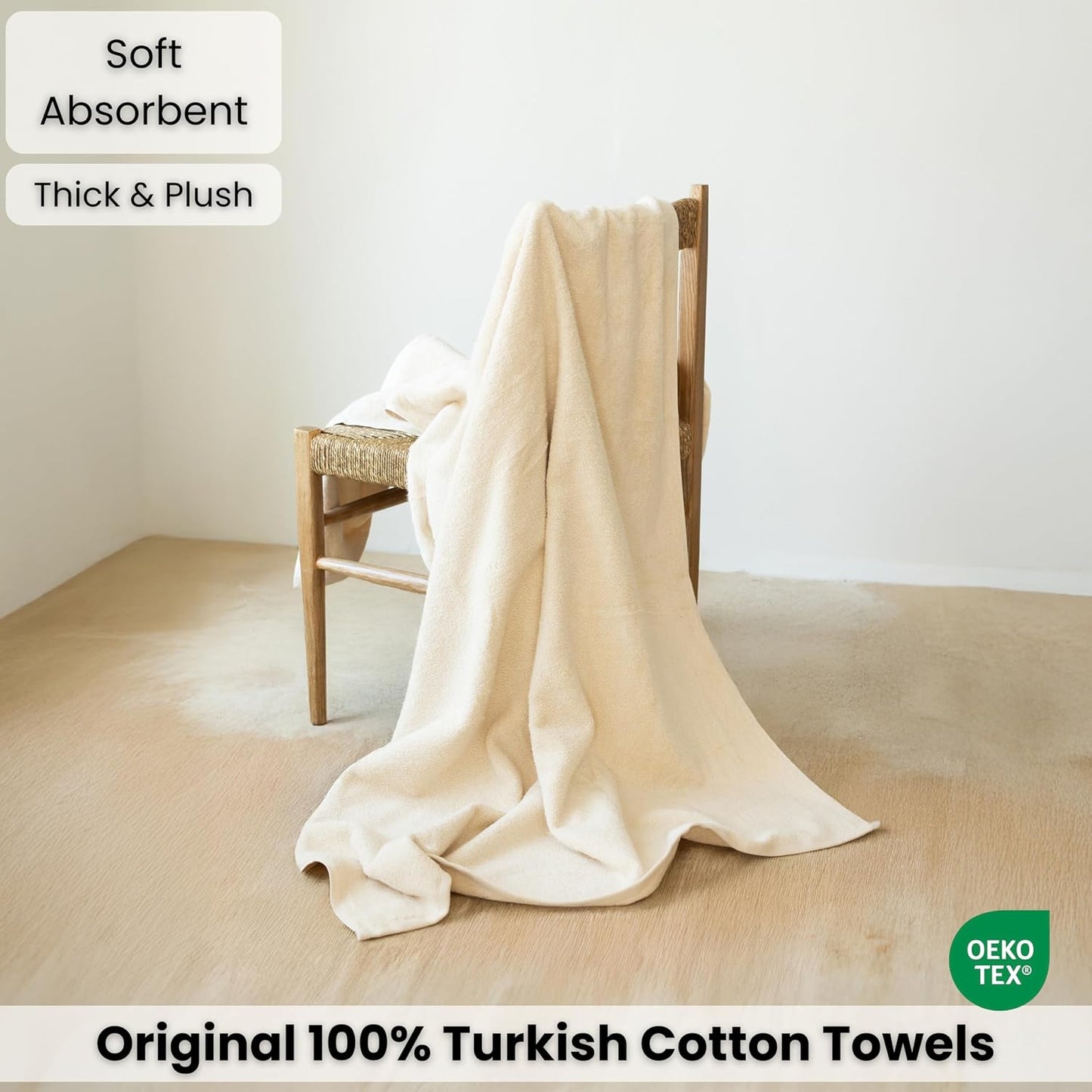 SALBAKOS Luxury 100% Turkish Cotton Bath Sheet 40x80 in (1-Piece, Ivory) | Extra Large Jumbo Oversized Bathroom and