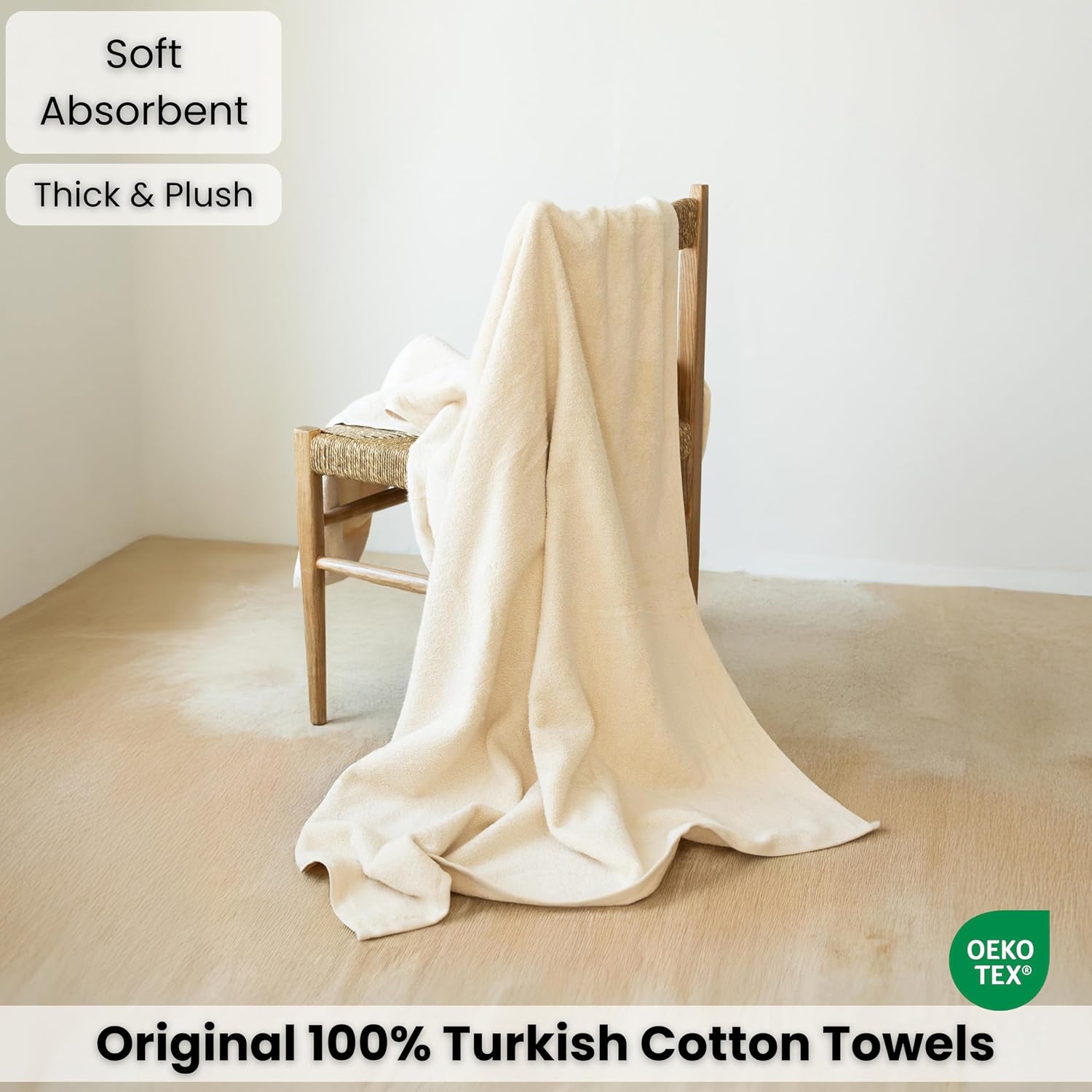 SALBAKOS Luxury 100% Turkish Cotton Bath Sheet 40x80 in (1-Piece, Ivory) | Extra Large Jumbo Oversized Bathroom and