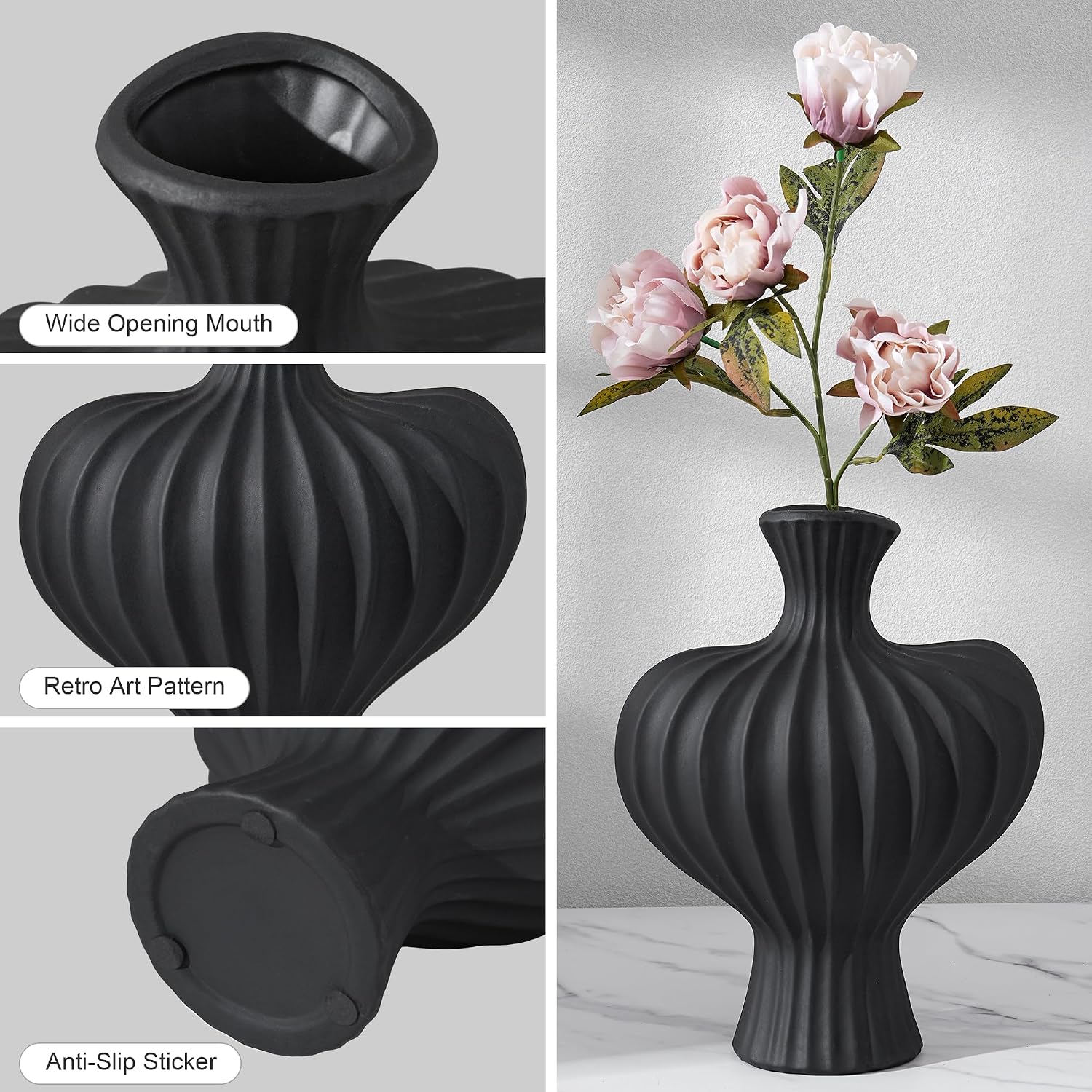 Ceramic Flower Vase Home Decor / 11"h-antique Black