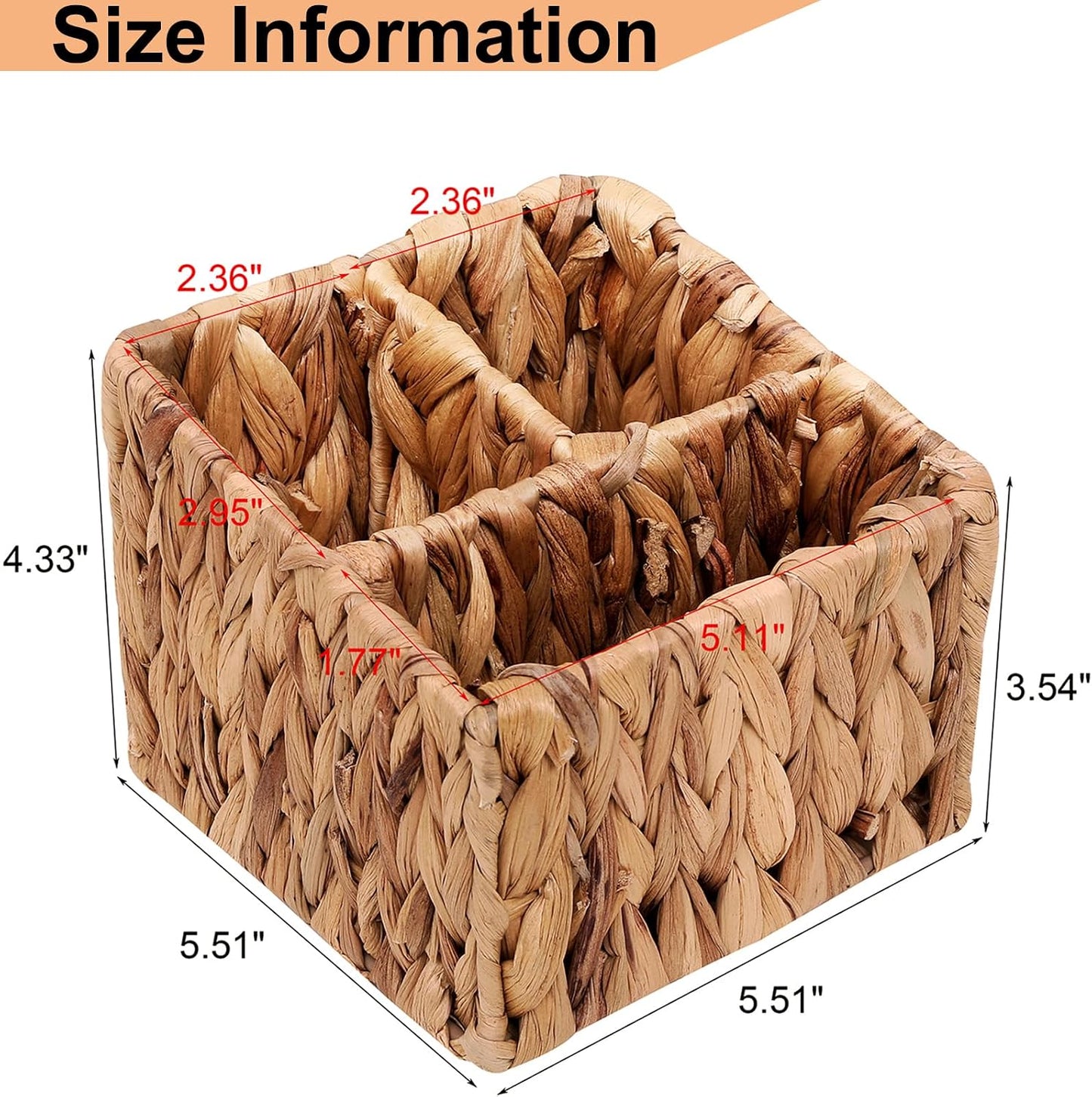 Wicker Remote Control Holder Hand Woven Water Hyacinth Storage Basket