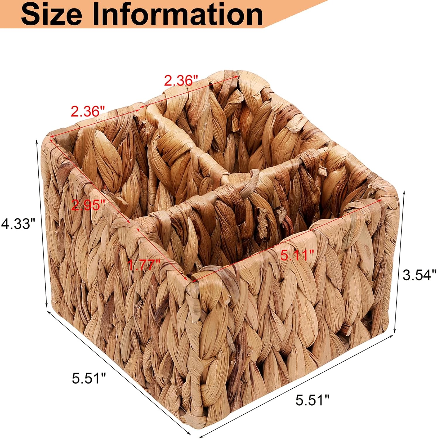 Wicker Remote Control Holder Hand Woven Water Hyacinth Storage Basket