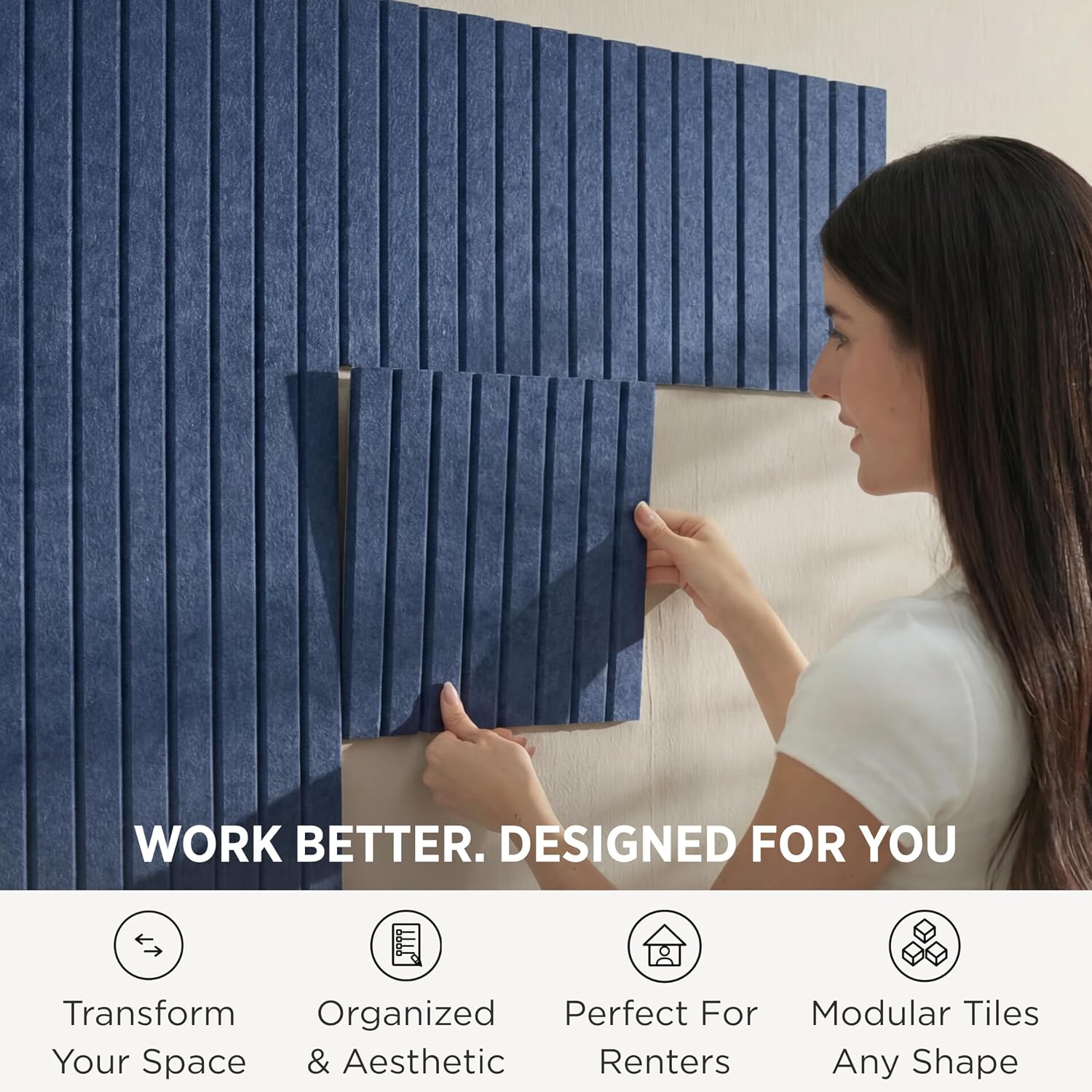 Felt Bulletin Board Tiles 48"x36" - 12-Pack Cork Board Alternative, OEKO-TEX Certified, NRC 0.95 Acoustic Felt Wall