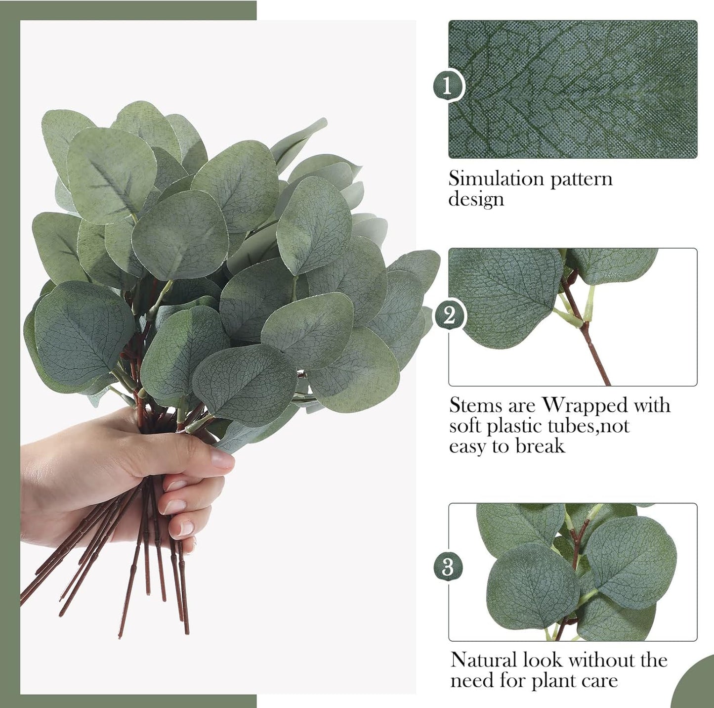 Artificial Eucalyptus Leaves / Green / Set of 120