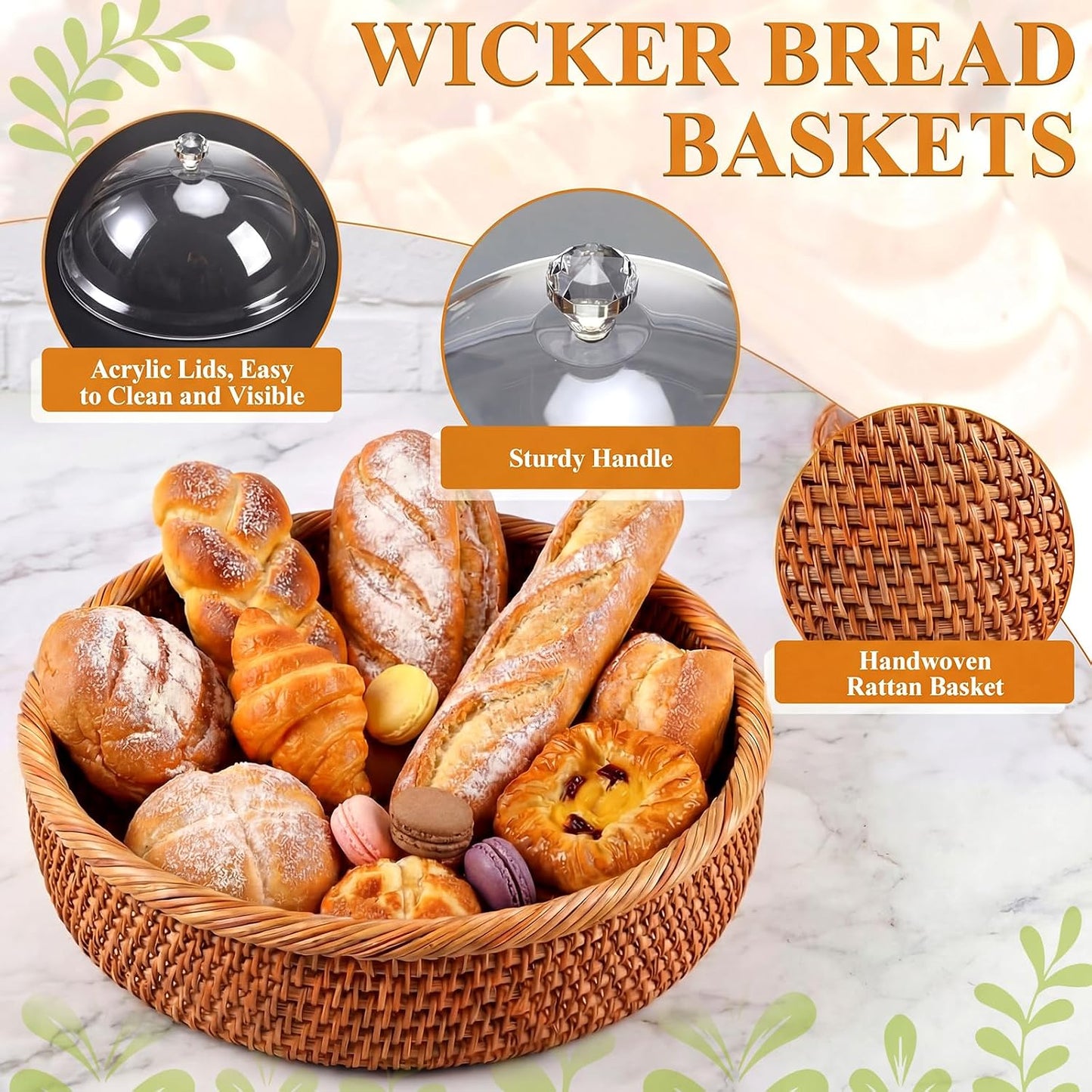 Rattan Bread Baskets / Set of 3