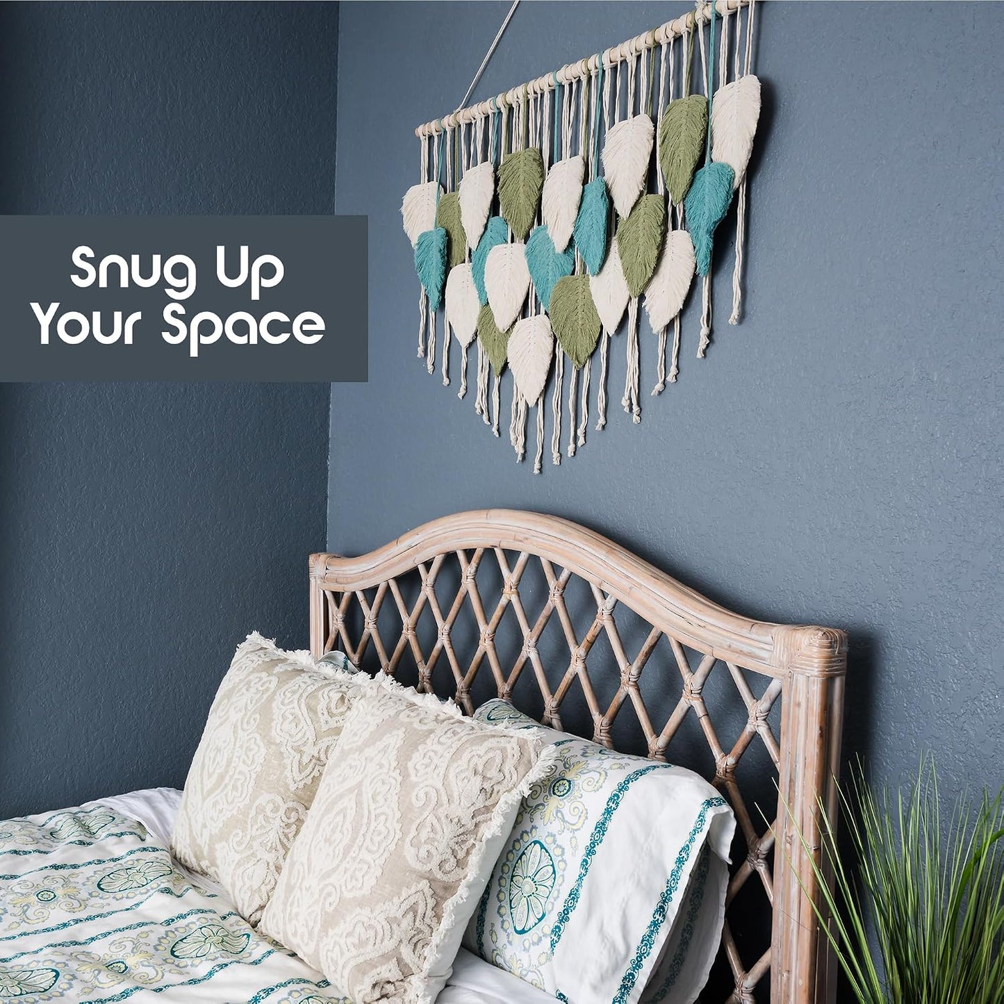 Large Macrame Wall Hanging Leaves / Sage Green, Green, Beige