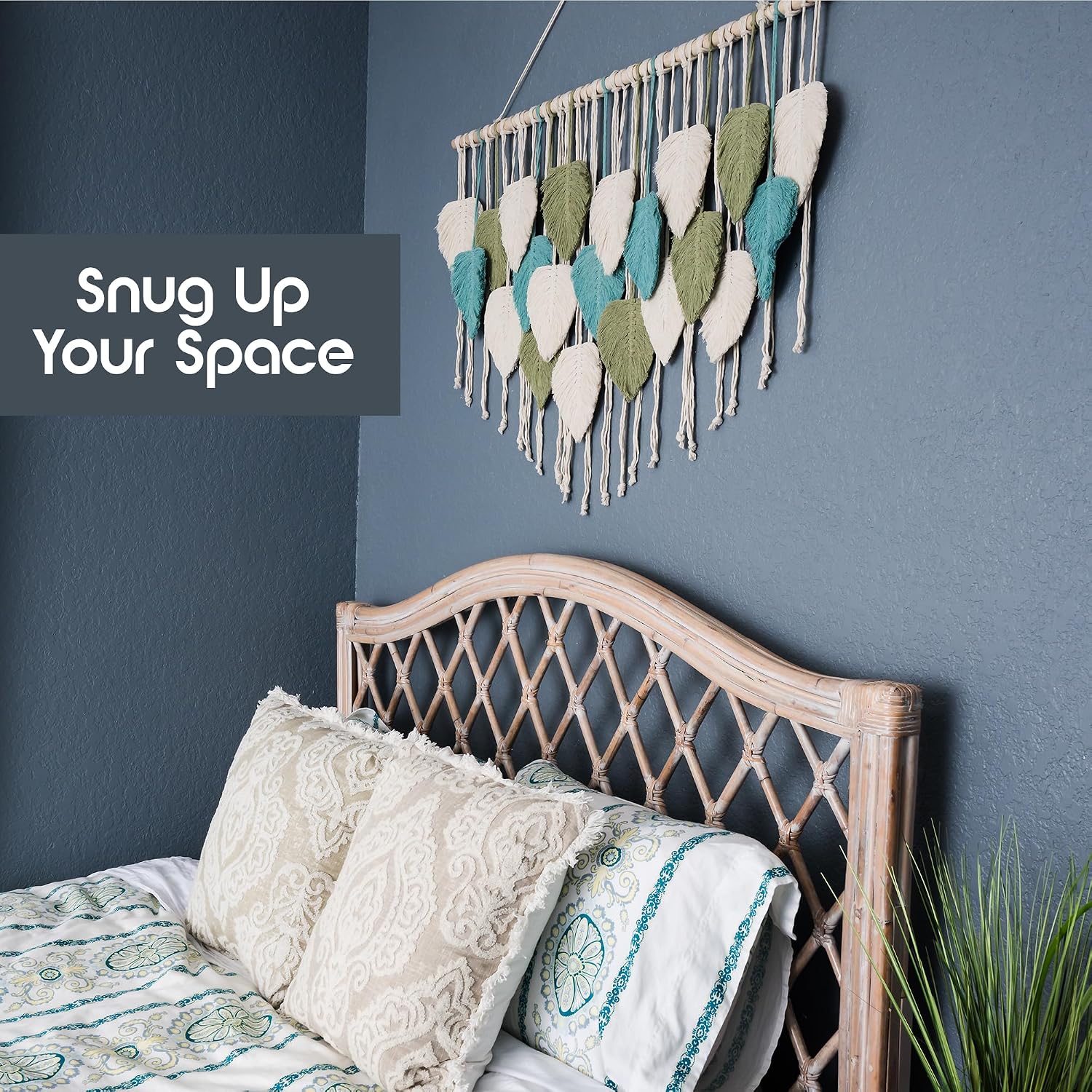 Large Macrame Wall Hanging Leaves / Sage Green, Green, Beige