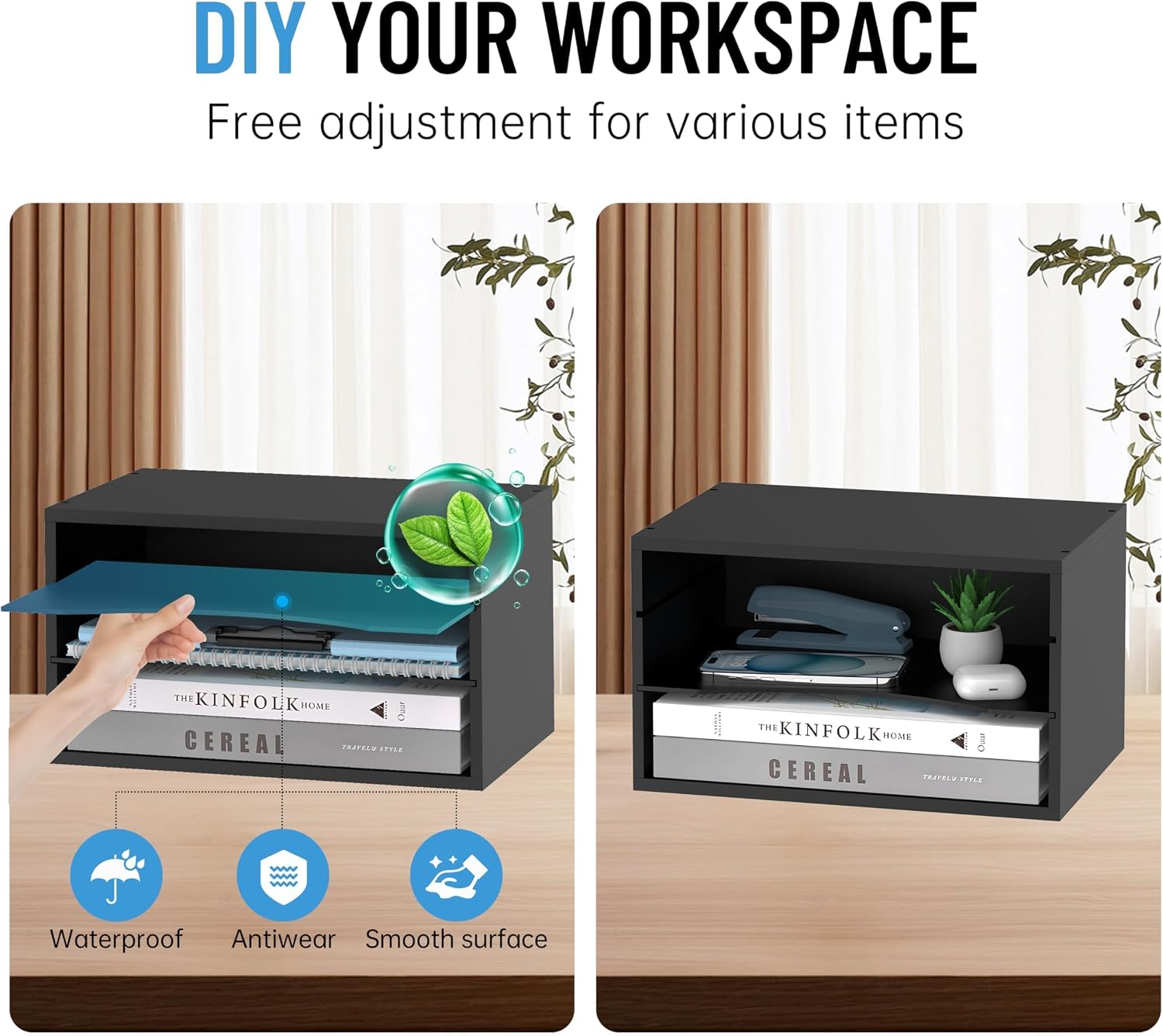 3-Tier Paper Organizer for Desk, Adjustable Mail Organizer, Black | 3-Tier Paper Organizer and Mail Organizer for Desk
