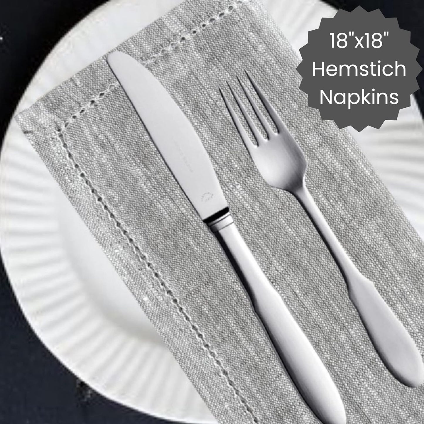 12 Pack Farmhouse Style Slub Textured 18x18 Cloth Dinner Napkins, 100% Cotton for Everyday Use and Events - Soft and