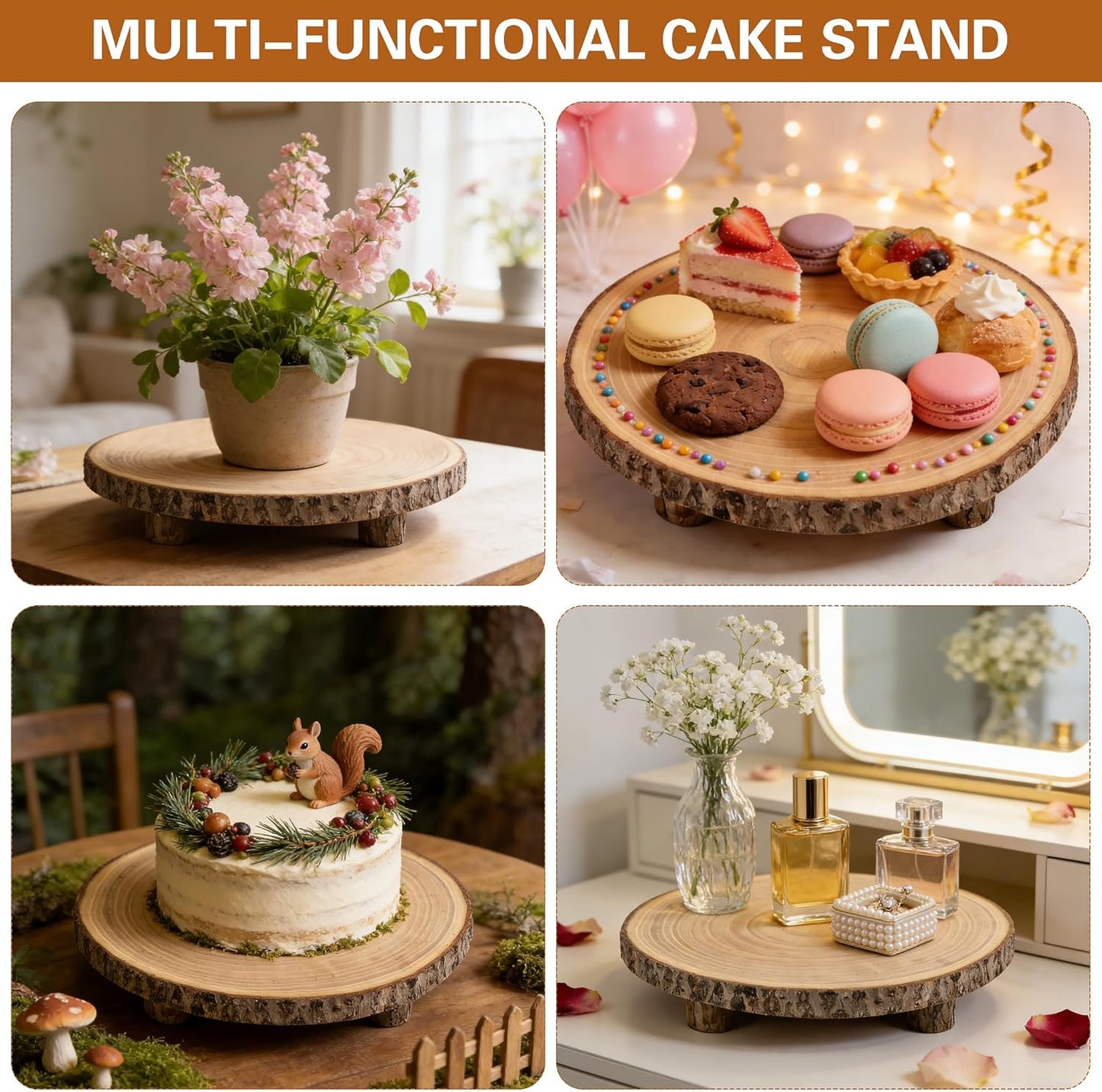 Wood Cake Stand / Natural / 11 Inch