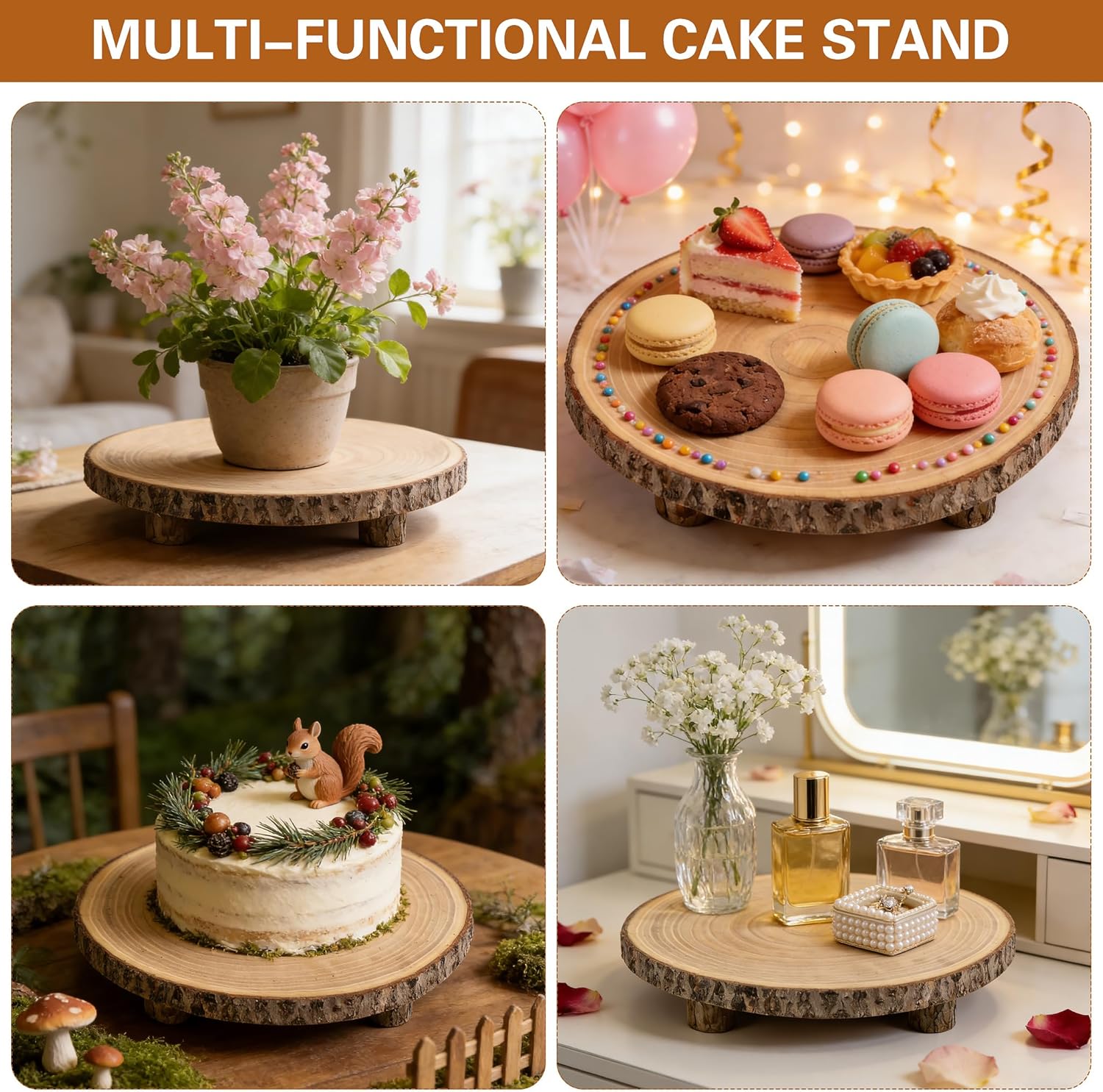 Wood Cake Stand / Natural / 11 Inch
