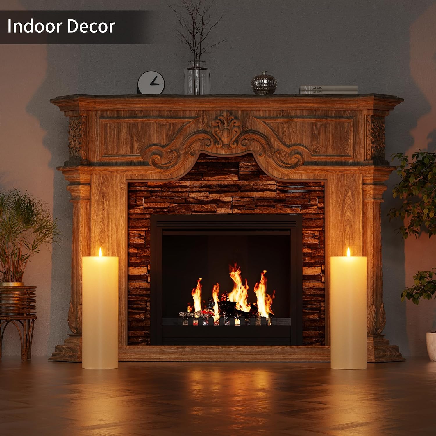 12" x 4" Large Outdoor Candle with Remote Timer Waterproof Ivory 2 Pack | Battery Operated Flameless Pillar Candle