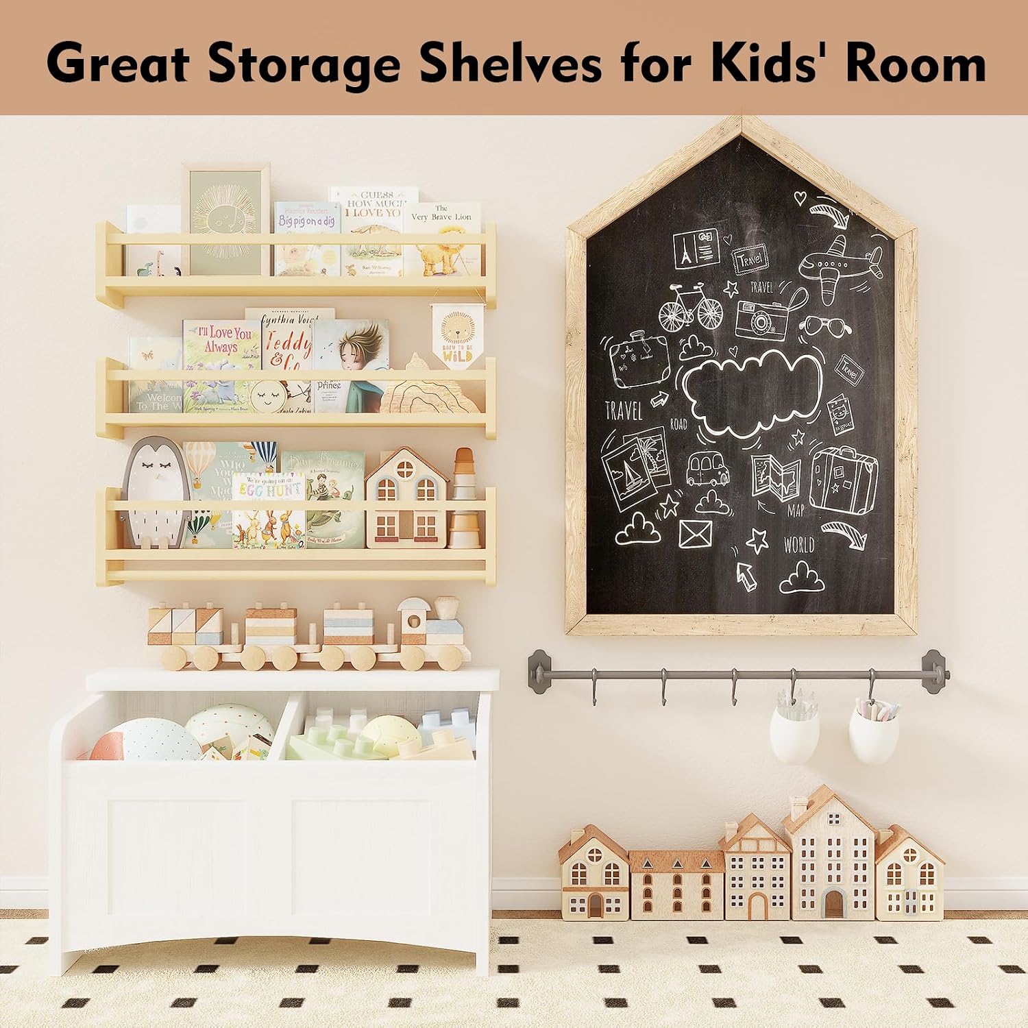 Pine Wood Nursery Shelves / Wooden / 16 In