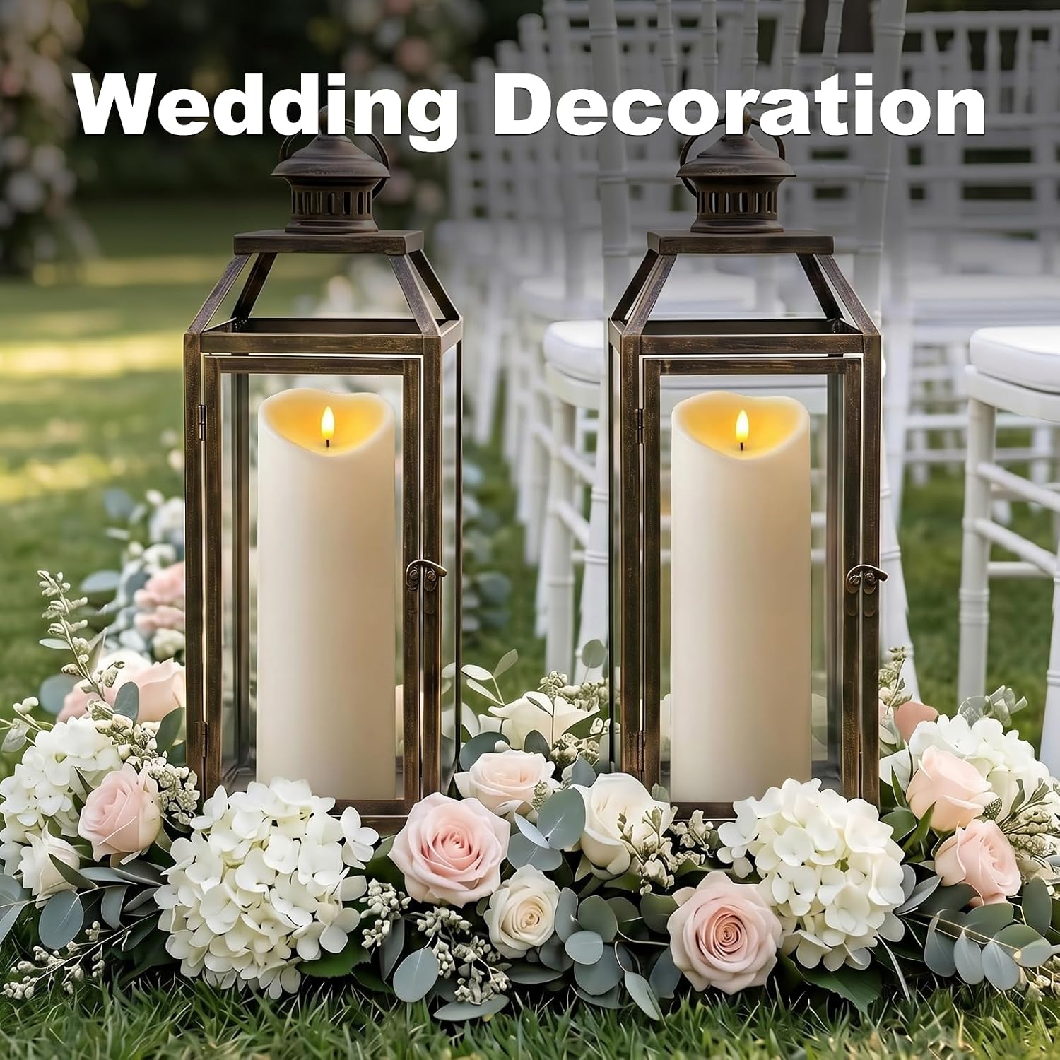 Amagic 4” x 12” Large Outdoor Candles with Timer Waterproof, Flickering Flameless Candles Battery Operated with Remote