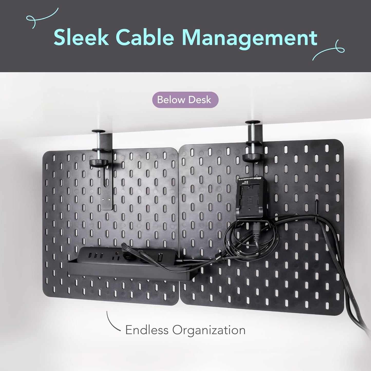 EHO Clamp-On Desk Pegboard, 2Pack (Combined Size 27 x 14 inch) Privacy Divider, Desk Partition Panel, No-Drill Desk