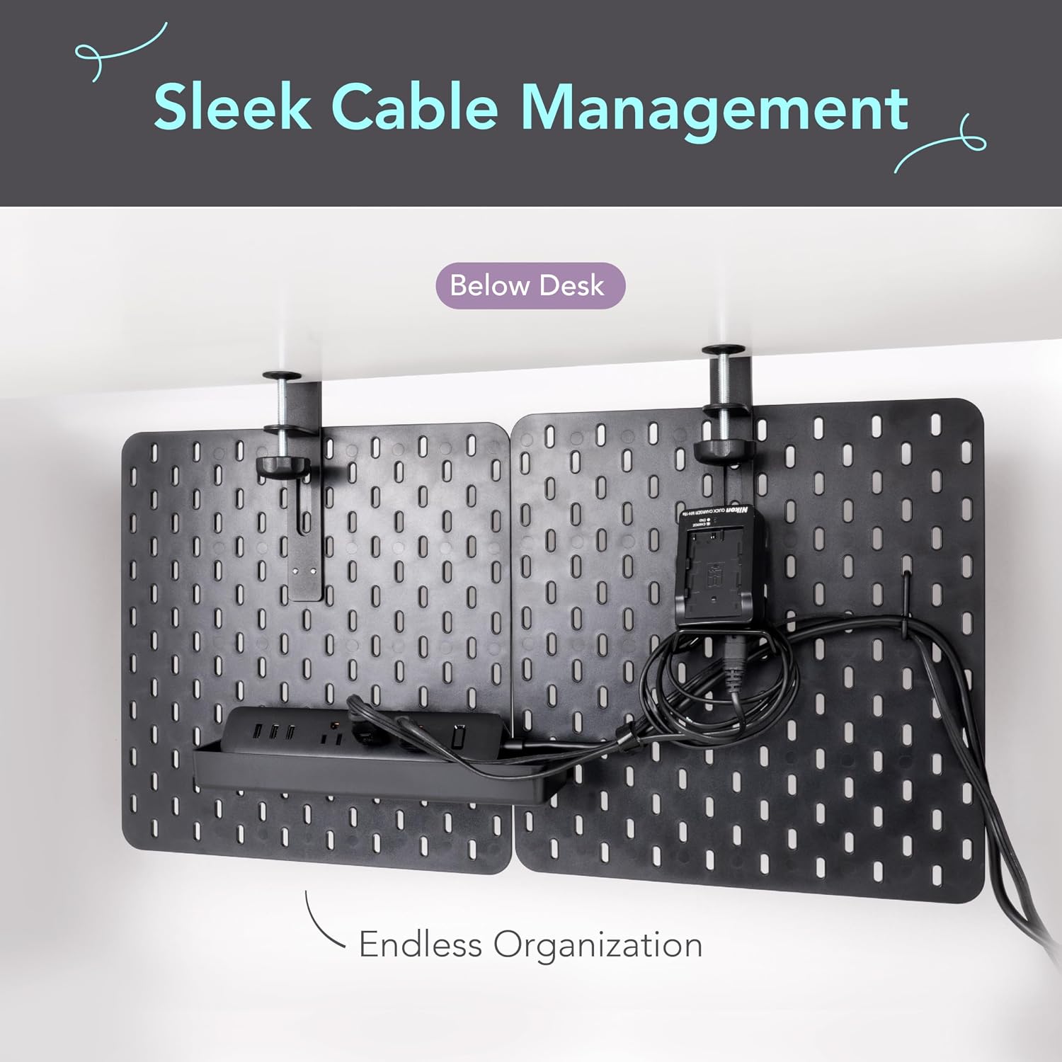 EHO Clamp-On Desk Pegboard, 2Pack (Combined Size 27 x 14 inch) Privacy Divider, Desk Partition Panel, No-Drill Desk