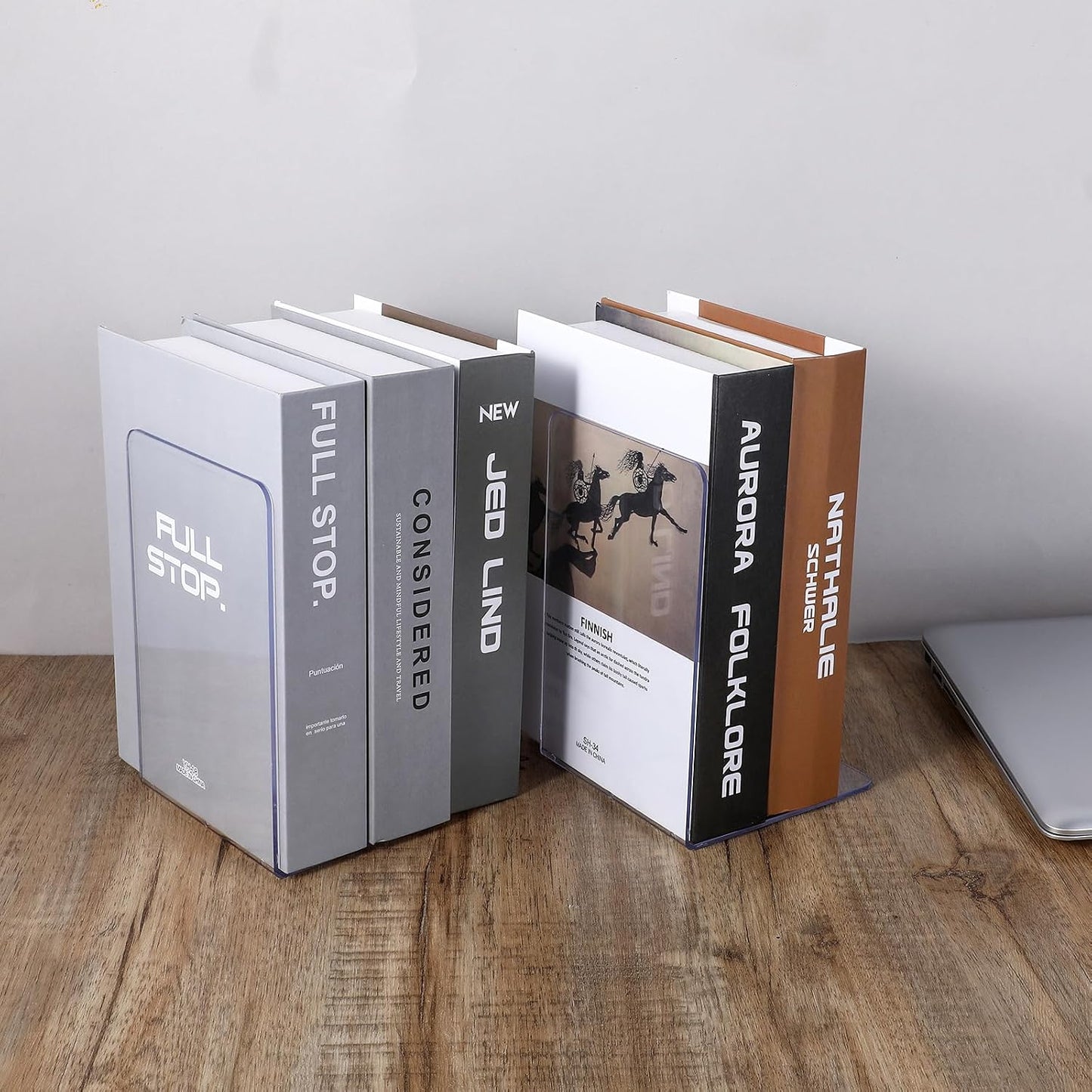 Acrylic Book Shelf Organizer for Desk / Clear / Set of 12