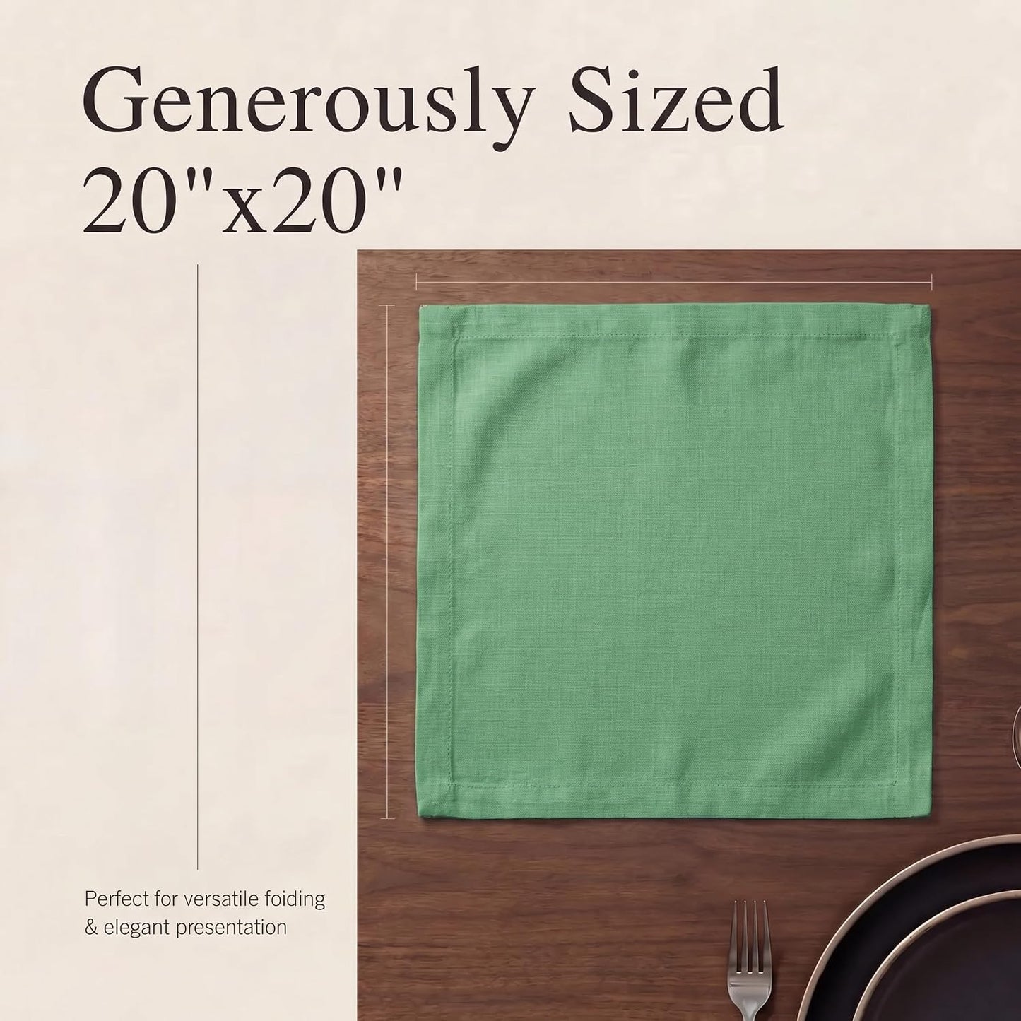 Urban Villa Cloth Napkins Cotton 20x20 (Set of 12) Geen
