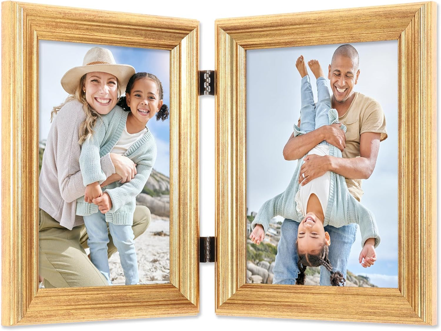 Lawrence Frames 5x7 Hinged Double Sutter Burnished Gold Picture Frame