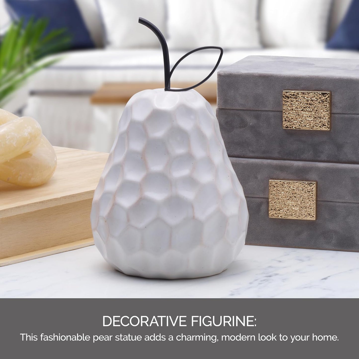 Ceramic Pear Figurine / White / 8 x 5 x 5