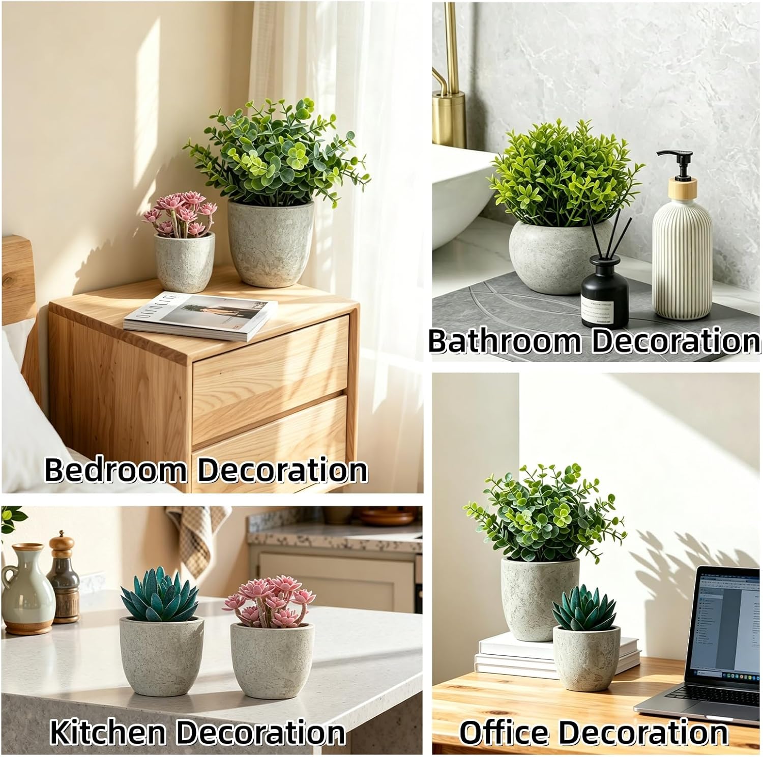 Artificial Plants Indoor Eucalyptus/Four-Leaf Clover/Succulent Light /Succulent / Purple / Set of 6