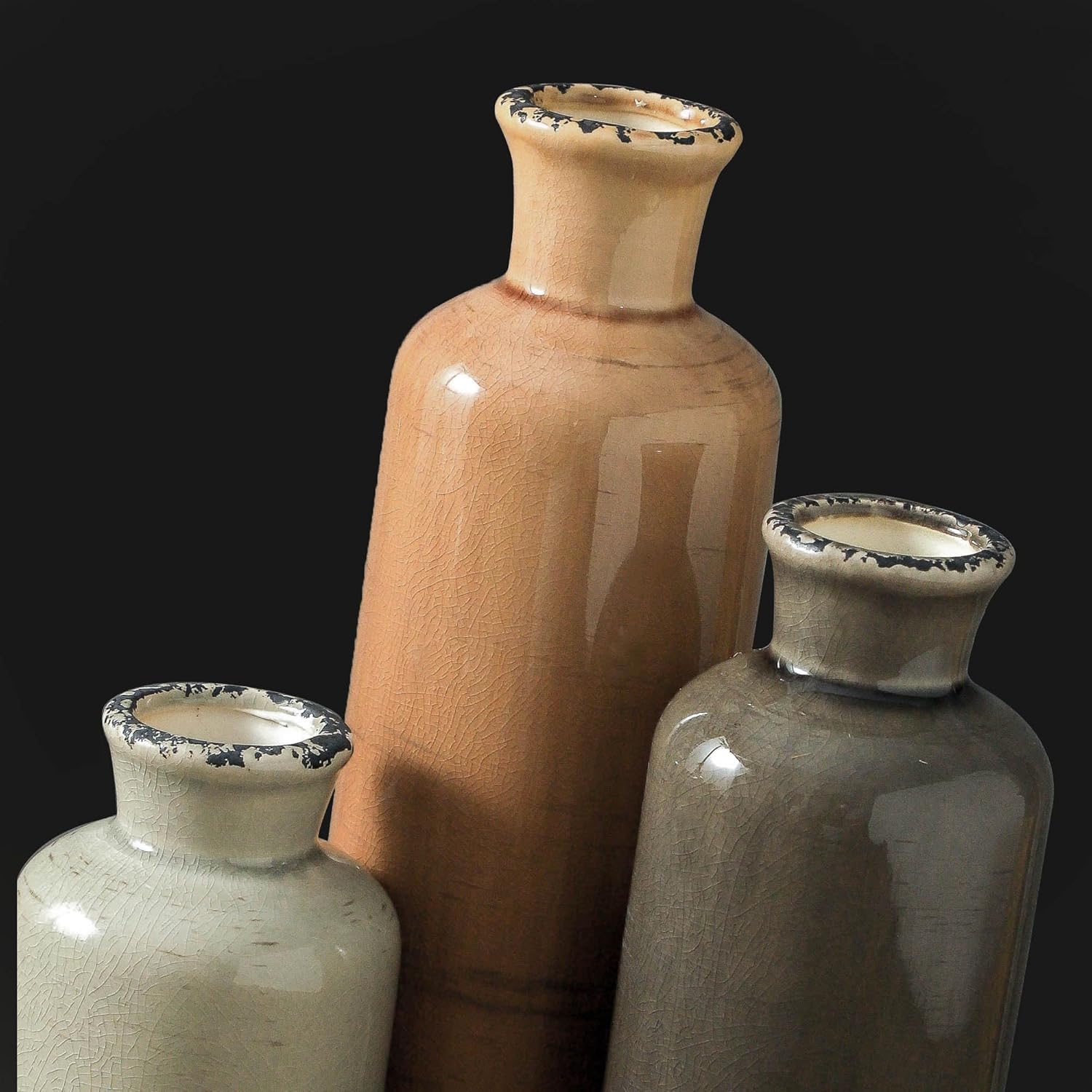 Ceramic Vase / 007 Rustic - Brown / Set of 3