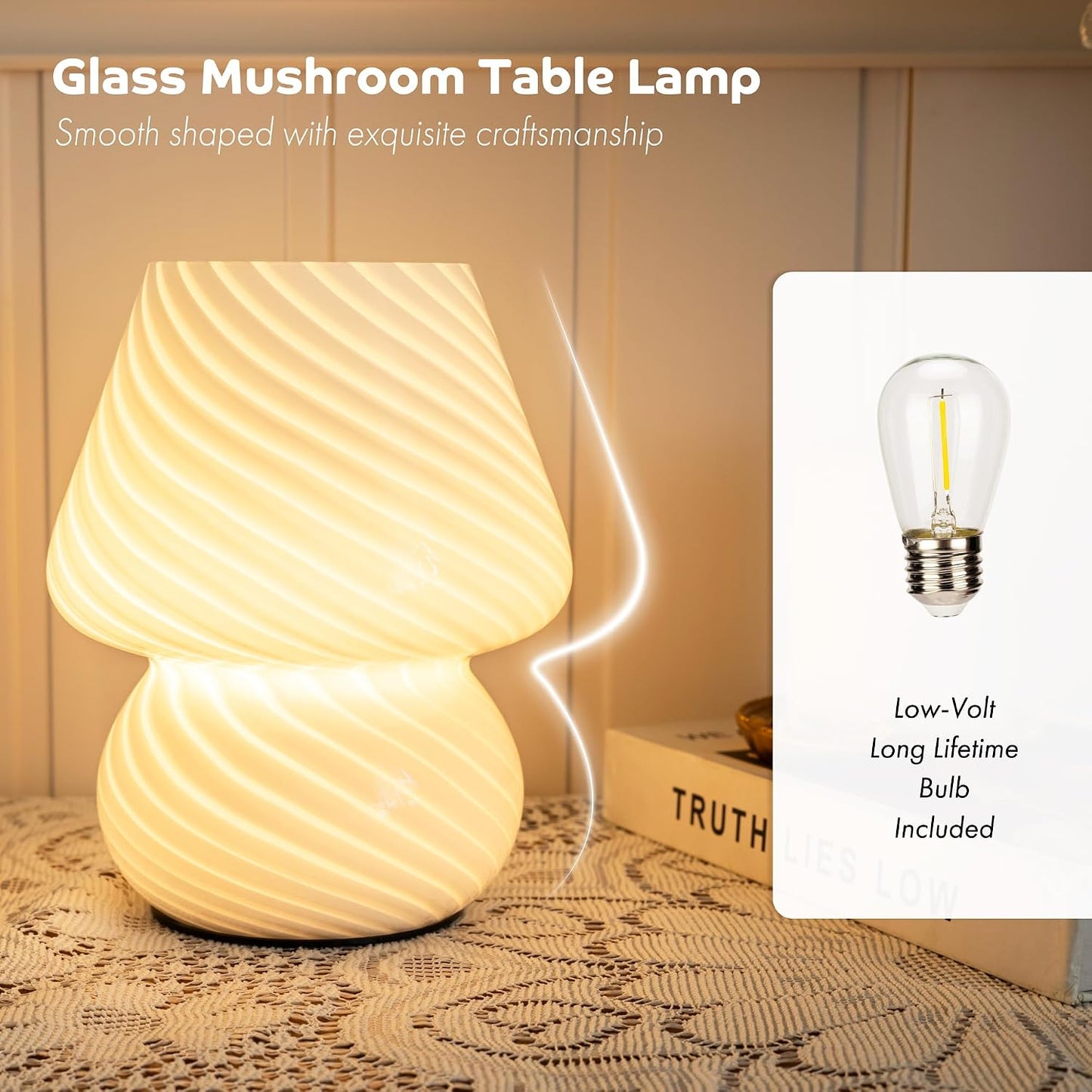 Vintage Small Table Lamp / White