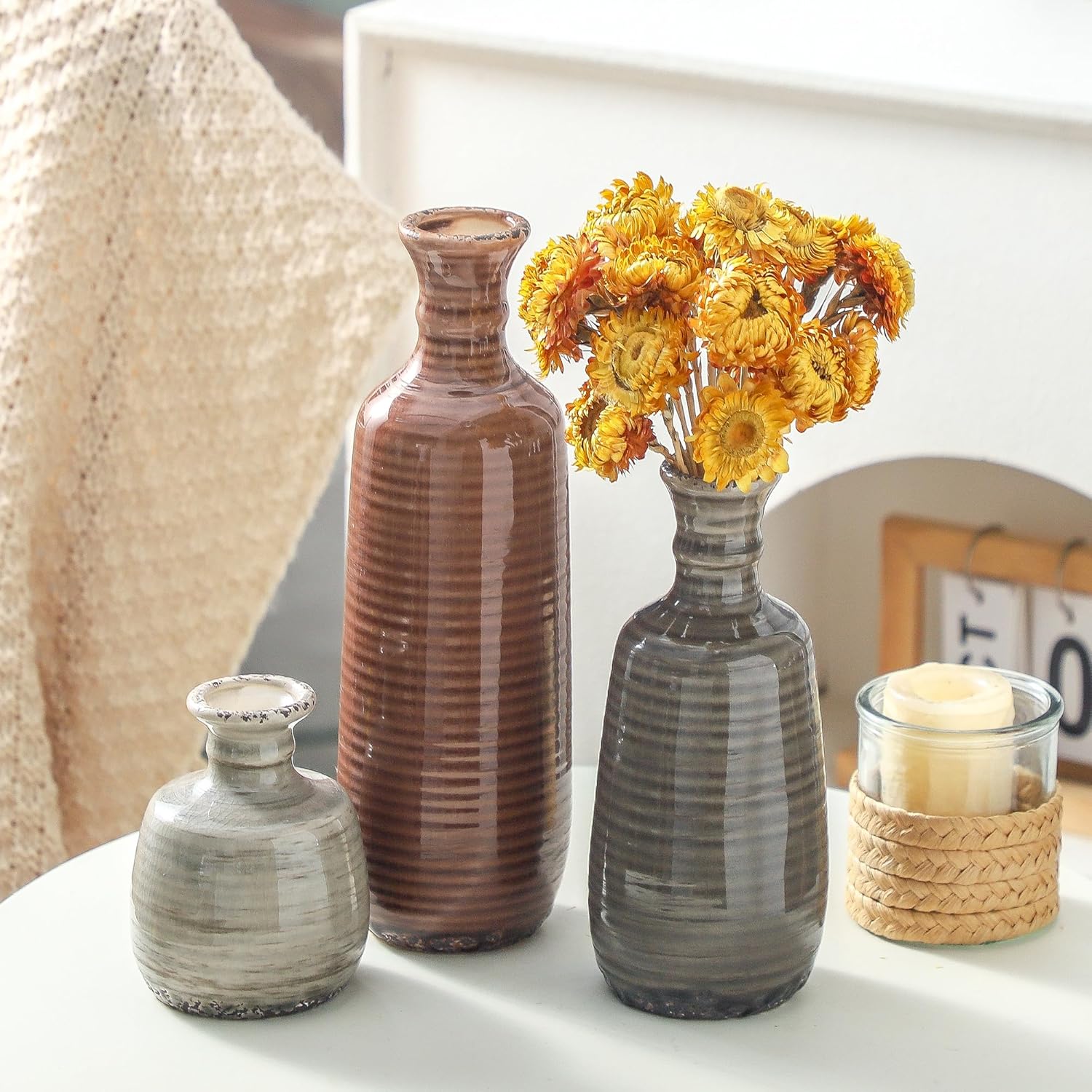Ceramic Vases / 011 Vase Set - Brown / Set of 3