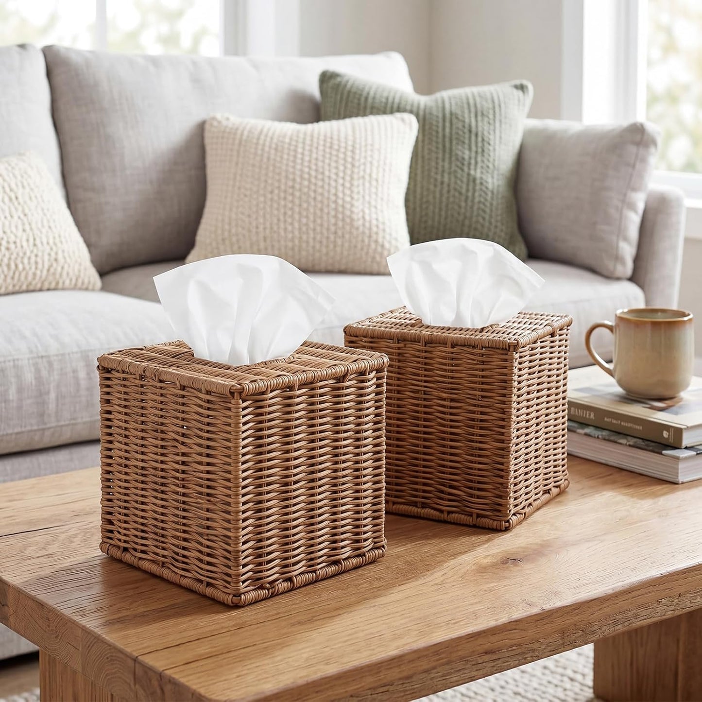 Handwoven Wicker Holder / 5.9 x 5.9 x 5 / Natural / Set of 2