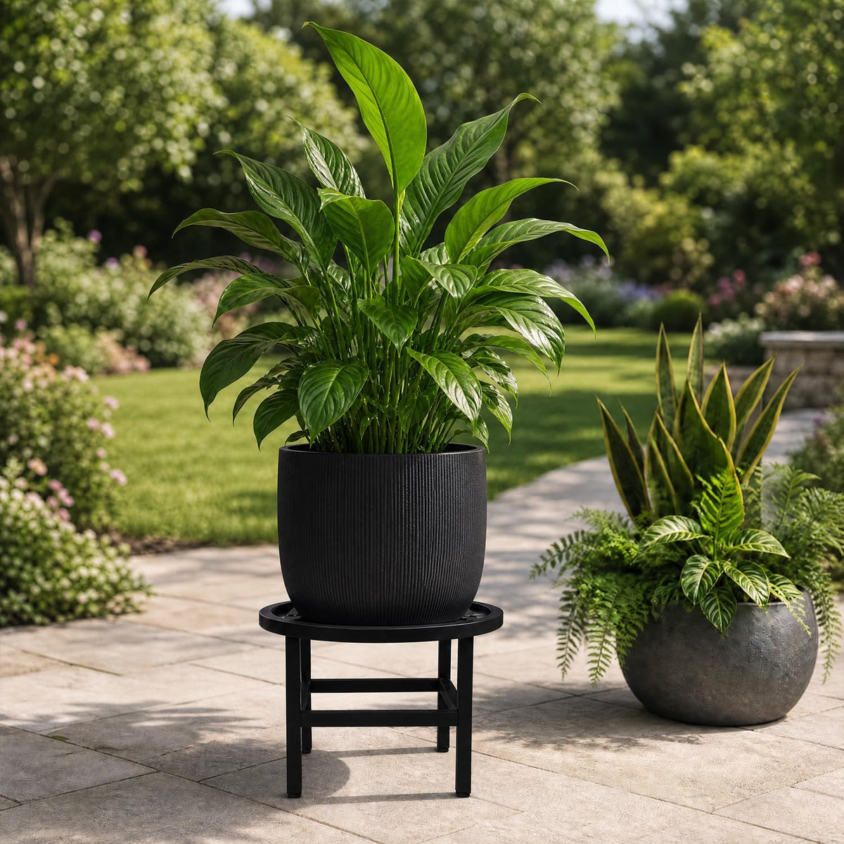 Metal Heavy Duty Plant Stand Indoor Outdoor,16 Inch Round Plant Stands Riser,Wrought Iron Pedestal Holders for Large