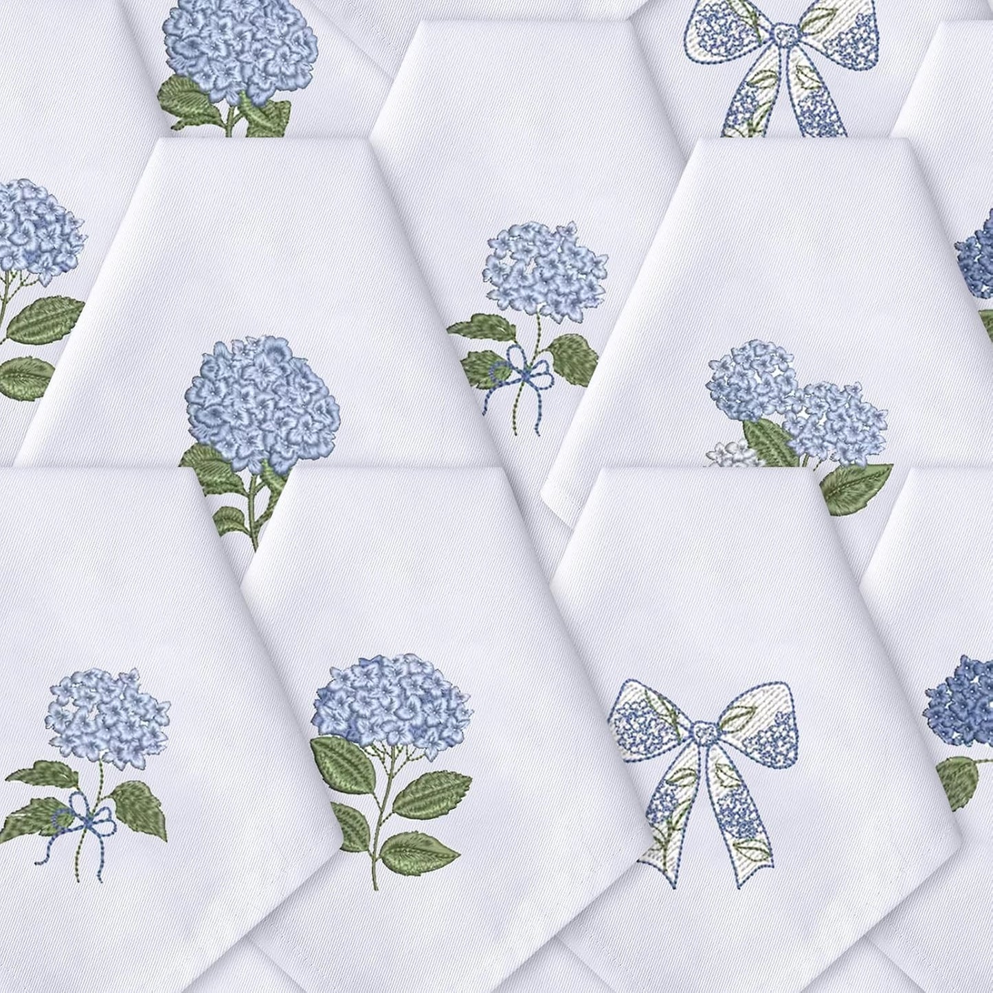HunnmingRe 12 Pcs Blue Hydrangea Cloth Napkins Bulk 100% Cotton, 17x17inch | Summer Floral Dinner Tea Party, Cocktail