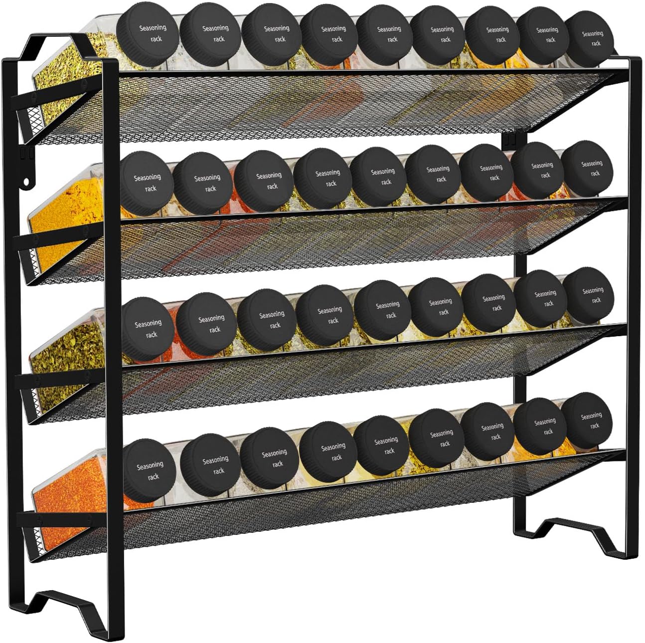 Simple Trending 2 Pack 4 Tier Spice Rack Organizer, Stackable Kitchen Counter Shelves, for Cabinet, Countertop, Pantry