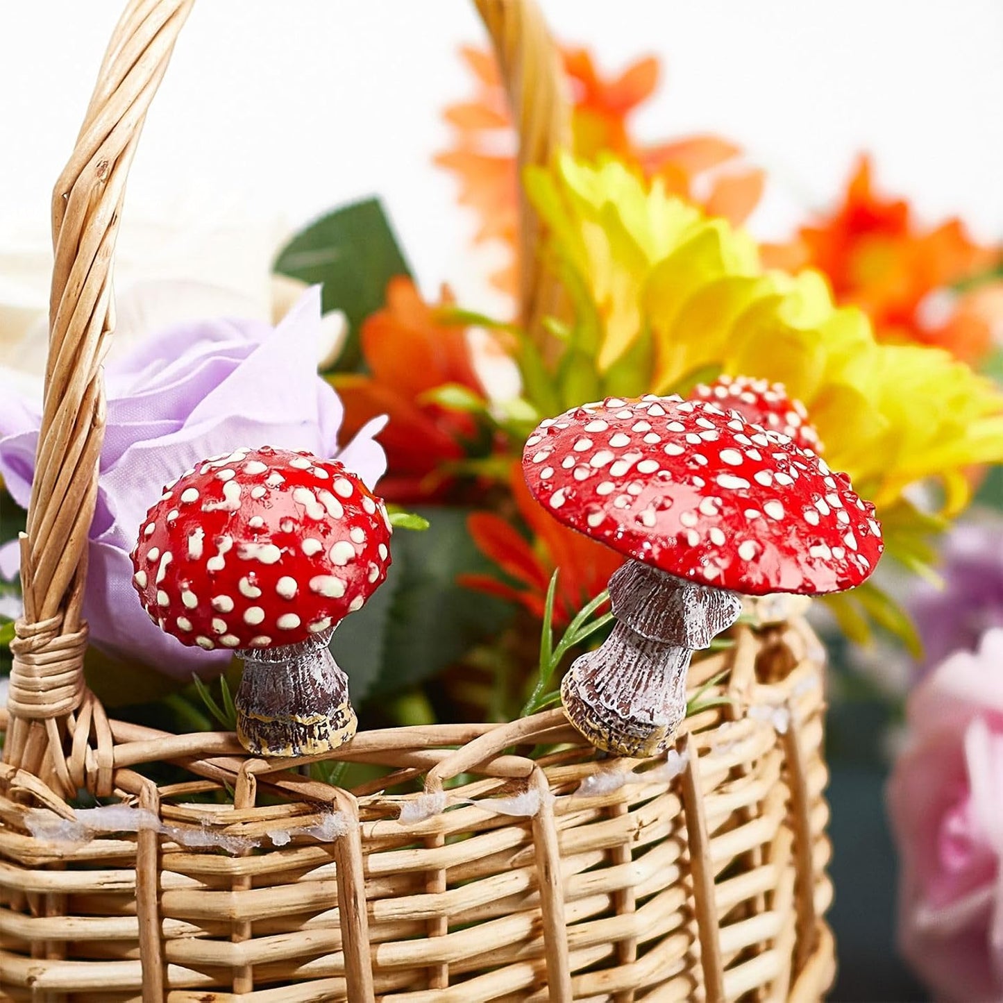 Garden Mushroom Decor Glowing Mushrooms Statue / 53.5 x 25.5 / 37~ ~55mm / Red / Set of 3