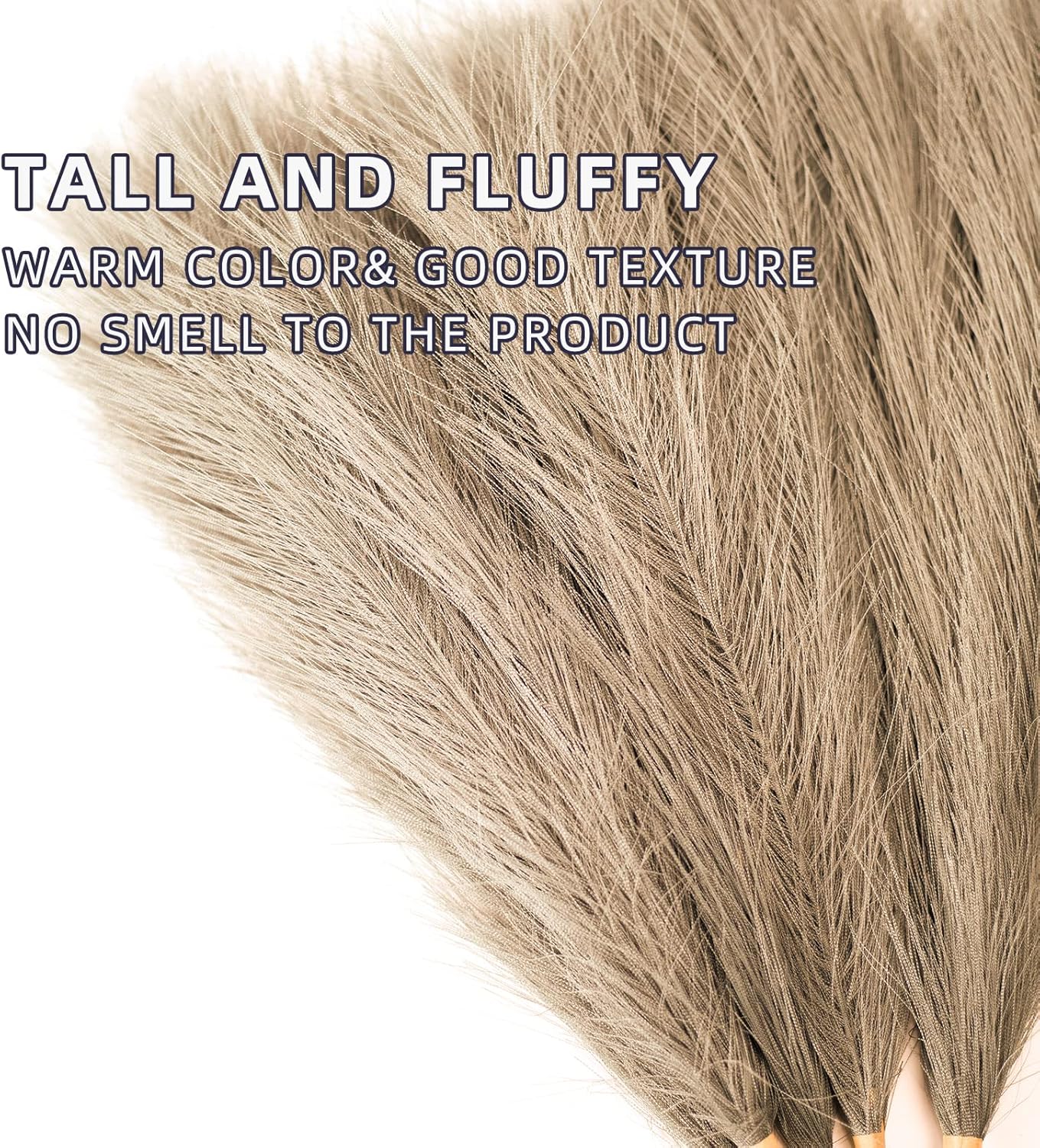 18"/45cm Artificial Pampas Grass Fluffy 6 Stem pompous Grass Flower Arrangement for Boho / Taupe