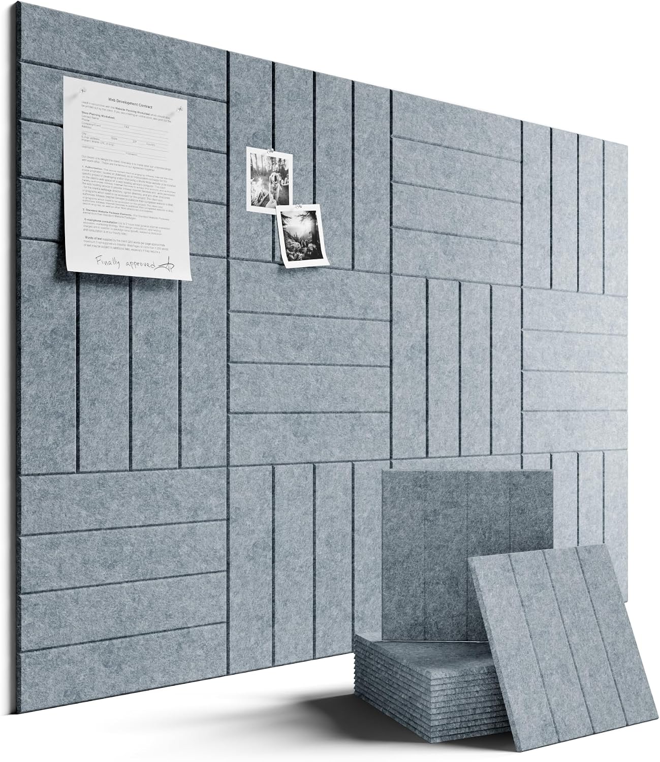 Fluxynara Felt Bulletin Board & Cork Board Alternative, Blue Gray