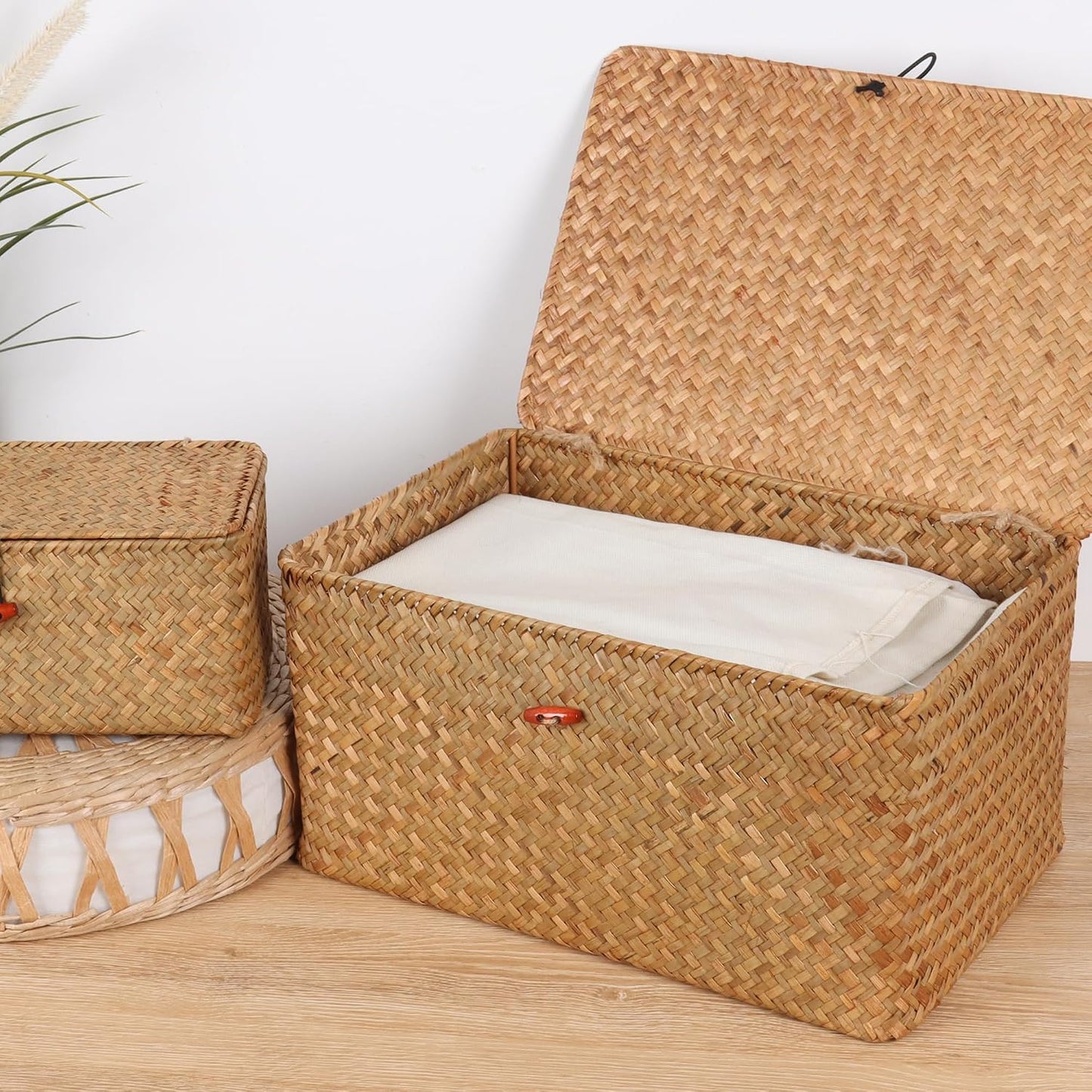Wicker Shelf Baskets / 14.17 x 9.44 x 7.28 / Natural Large