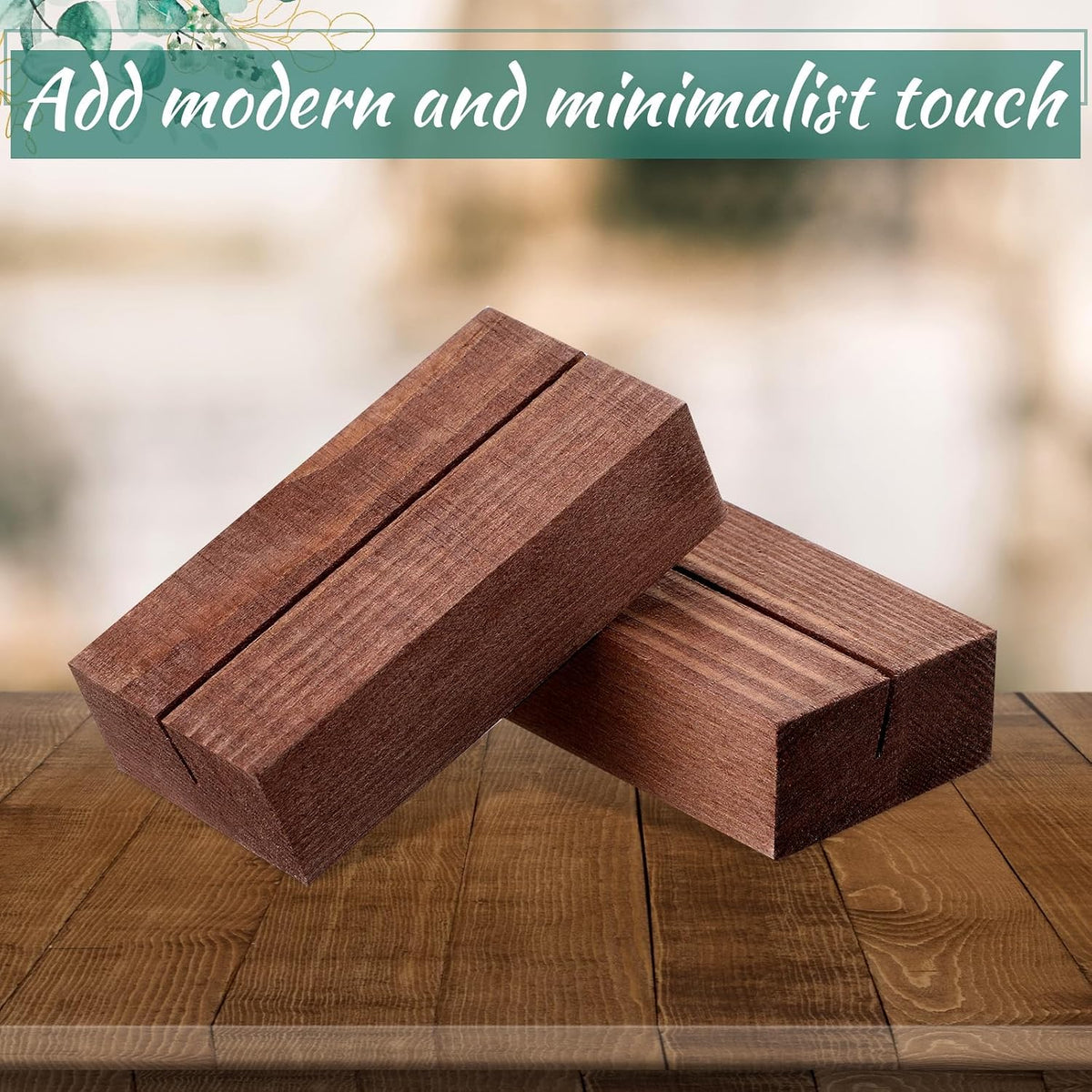 Blosssound 24 Pcs Wood Place Card Holders,3 x 1.6 x 0.8 Inches,Brown | Table Number Stands Wedding Party Events, Name